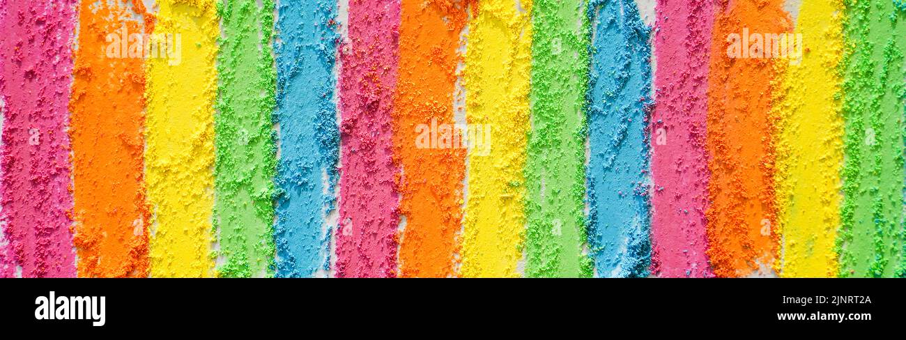 Rainbow creative background of lines drawn with multi-colored crayons ...