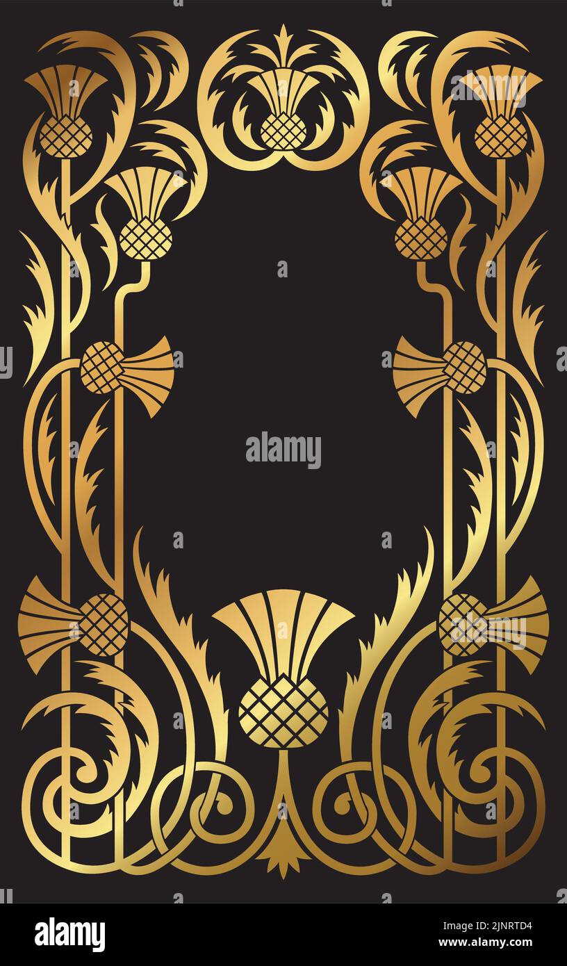 A vintage vector gold decorative gold floral border and frame. Stock Vector