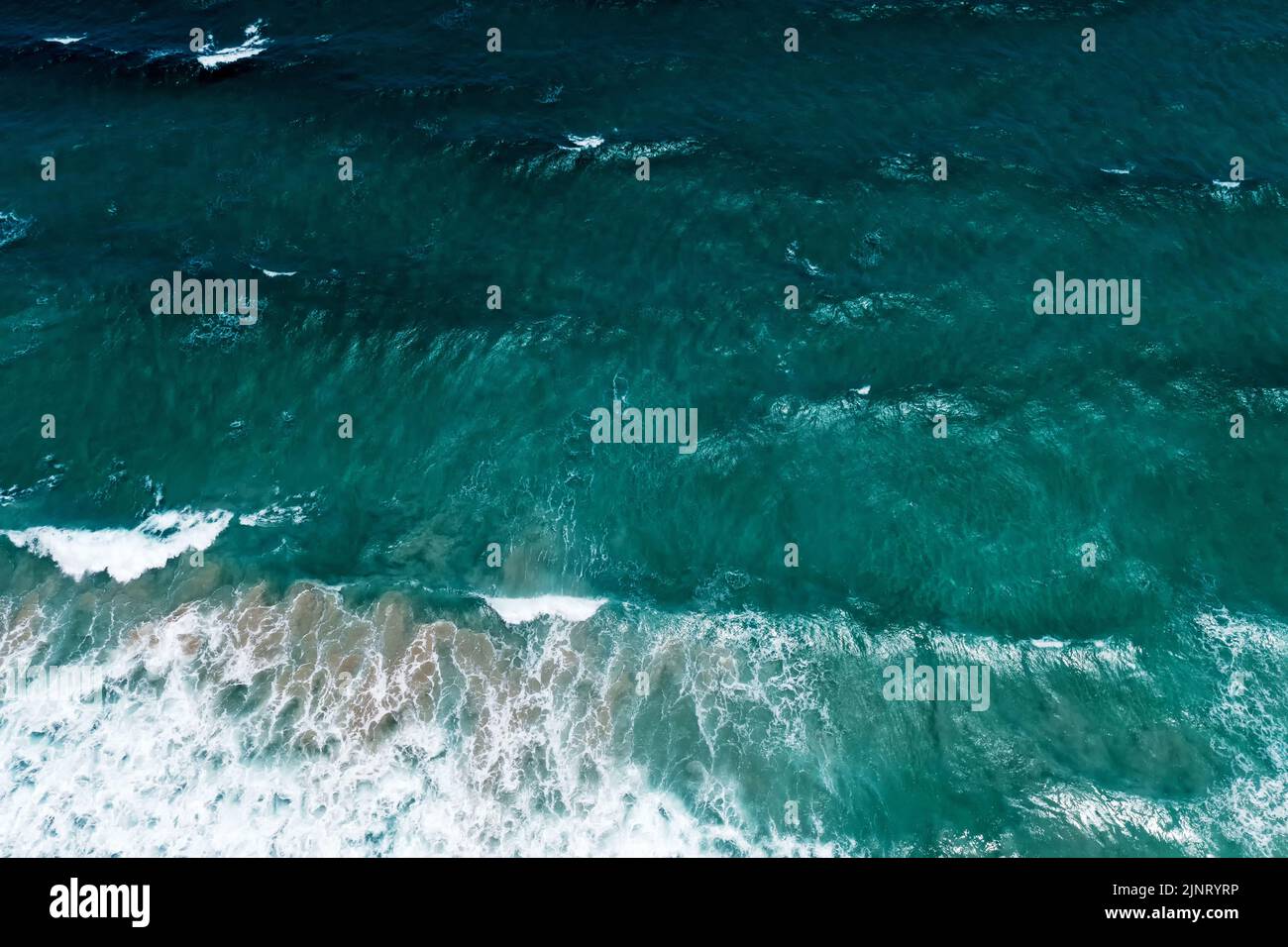 Drone point of view of tropical ocean with turquoise water at Tip of Borneo Kudat Sabah Borneo Stock Photo