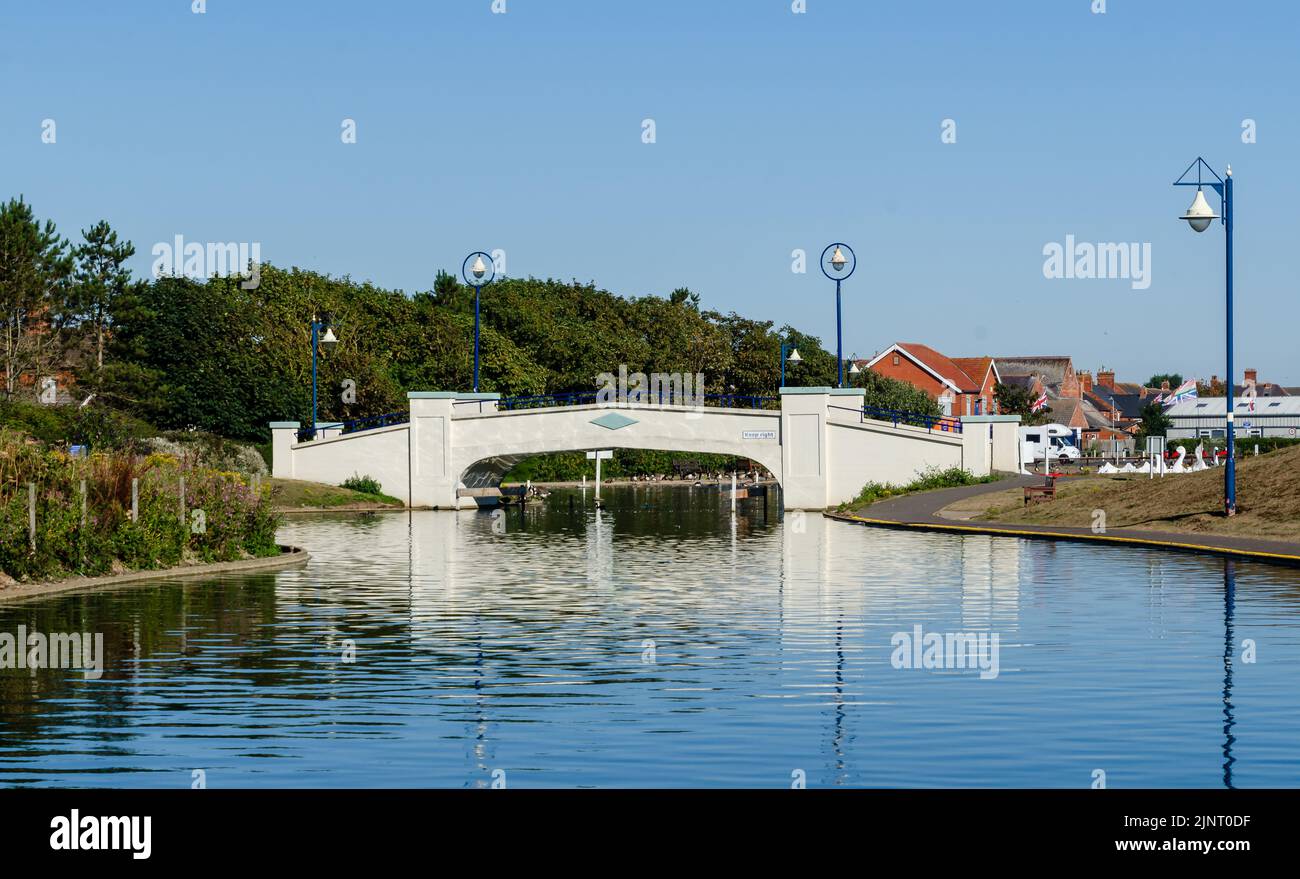 bridge over boating lake Stock Photo