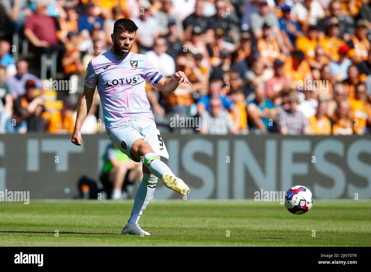 Hull, UK. 13th Aug, 2022. Grant Hanley #5 of Norwich City in Hull, United Kingdom on 8/13/2022. (Photo by Ben Early/News Images/Sipa USA) Credit: Sipa USA/Alamy Live News Stock Photo