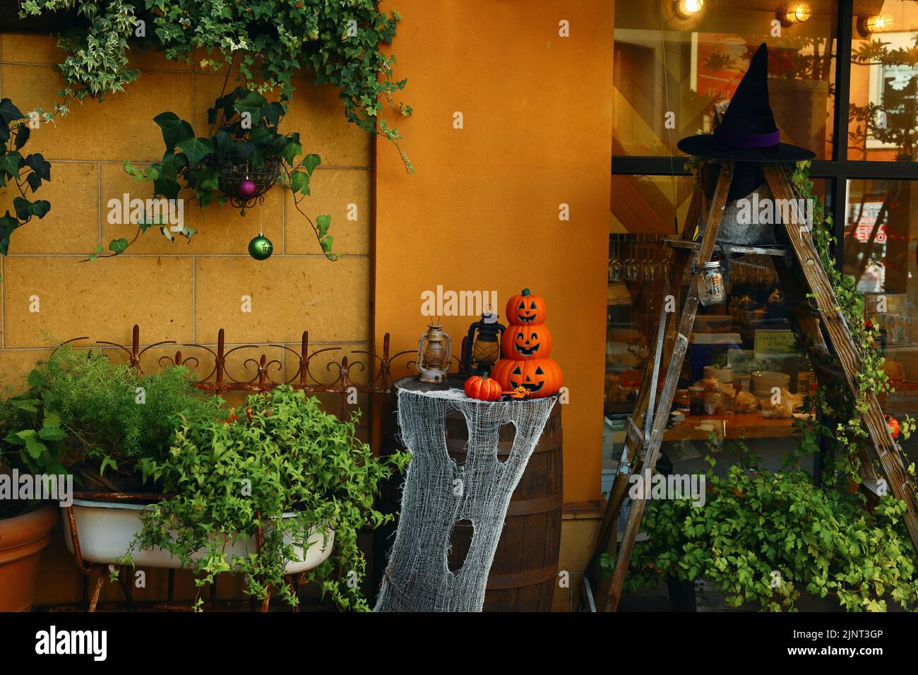 Street Halloween decorations Stock Photo Alamy