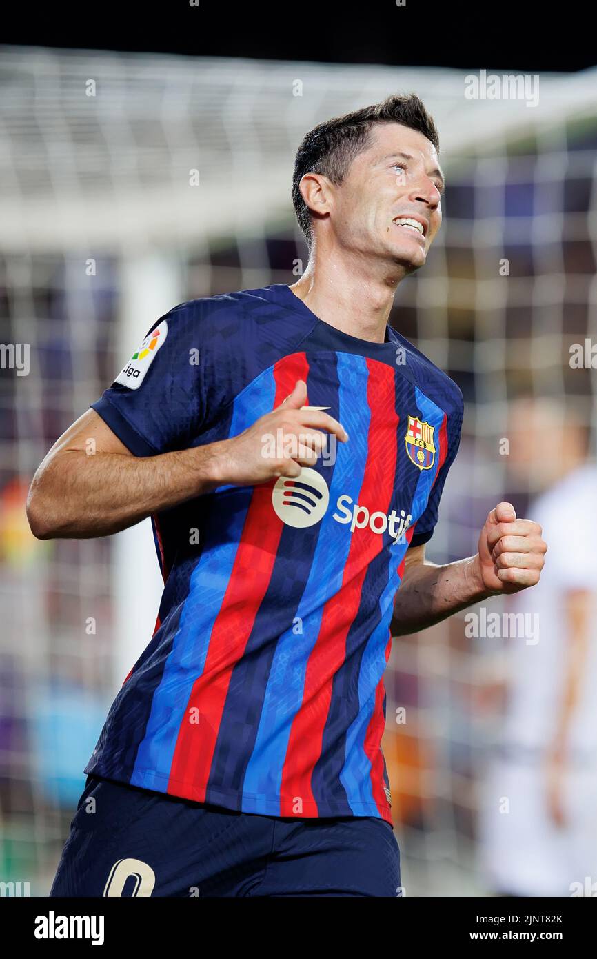 Barcelona, Spain. 13th Aug, 2022. Lewandowski in action during the La Liga match between FC Barcelona and Rayo Vallecano at the Spotify Camp Nou Stadium in Barcelona, Spain. Credit: Christian Bertrand/Alamy Live News Stock Photo