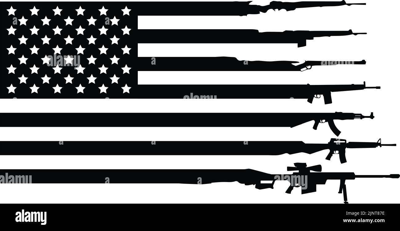 Distressed Gun Rifles American Flag Stock Photo
