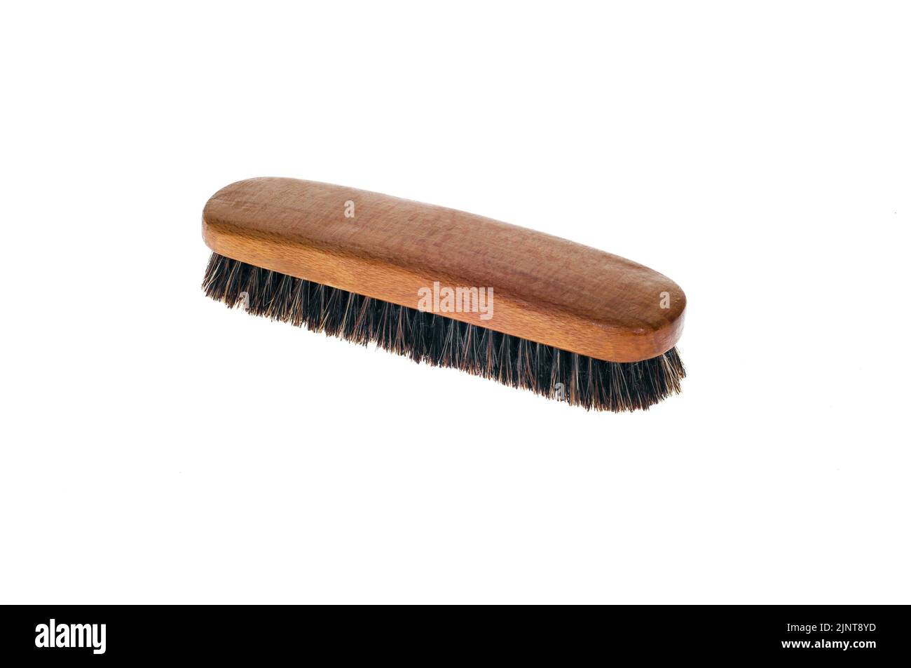 Wooden cleaning scrub brush on white background Stock Photo