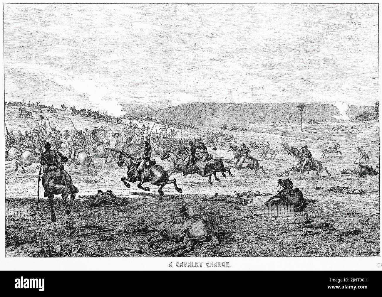 A Cavalry Charge. 19th century American Civil War illustration by Edwin Forbes Stock Photo