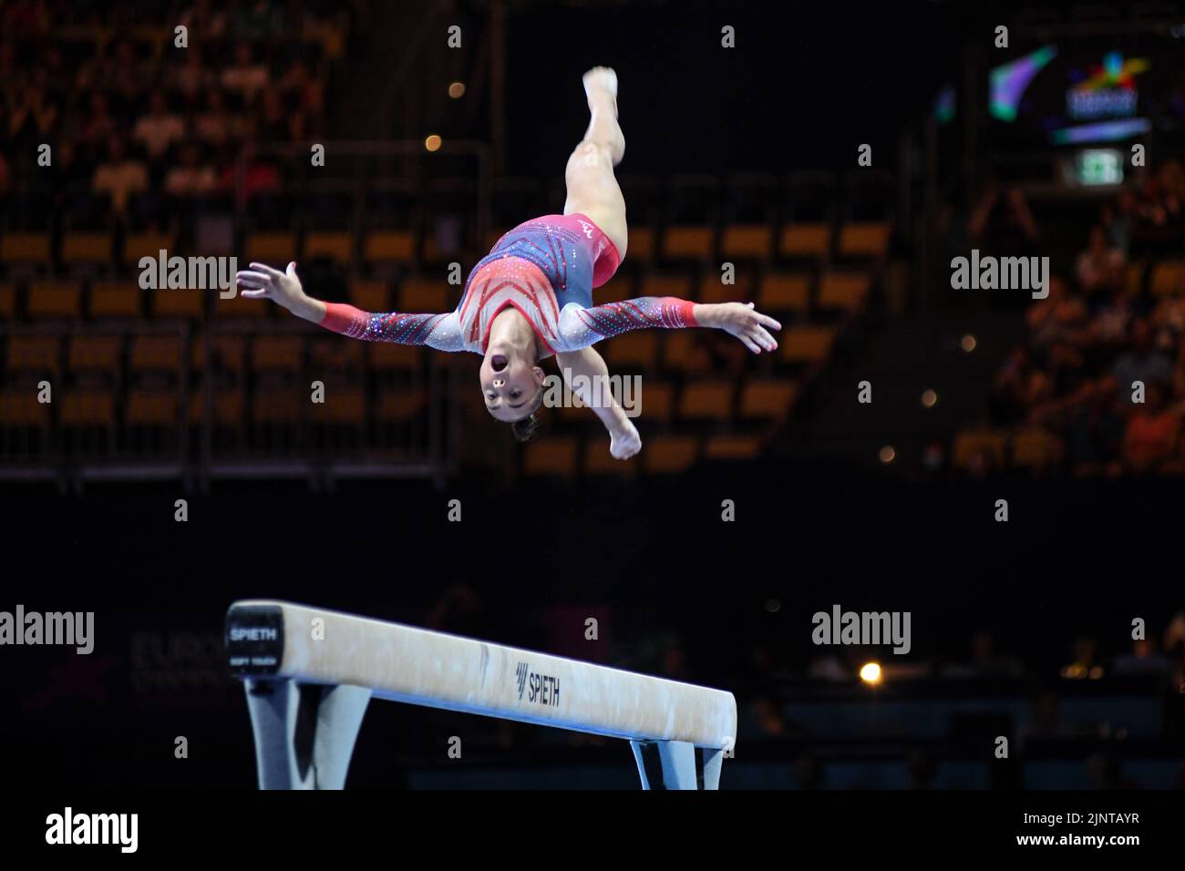 Jennifer Gadirova (United Kingdom). European Championships Munich 2022: Artistic Gymnastics, Women's Team Finals Stock Photo
