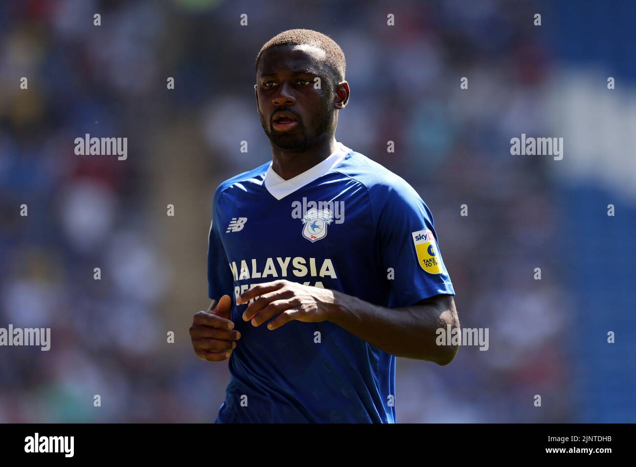 Cardiff, UK. 13th Aug, 2022. Jamilu Collins of Cardiff City looks on. EFL Skybet championship match, Cardiff city v Birmingham City at the Cardiff City Stadium in Cardiff, Wales on Saturday 13th August 2022. this image may only be used for Editorial purposes. Editorial use only, license required for commercial use. No use in betting, games or a single club/league/player publications. pic by Andrew Orchard/Andrew Orchard sports photography/Alamy Live news Credit: Andrew Orchard sports photography/Alamy Live News Stock Photo