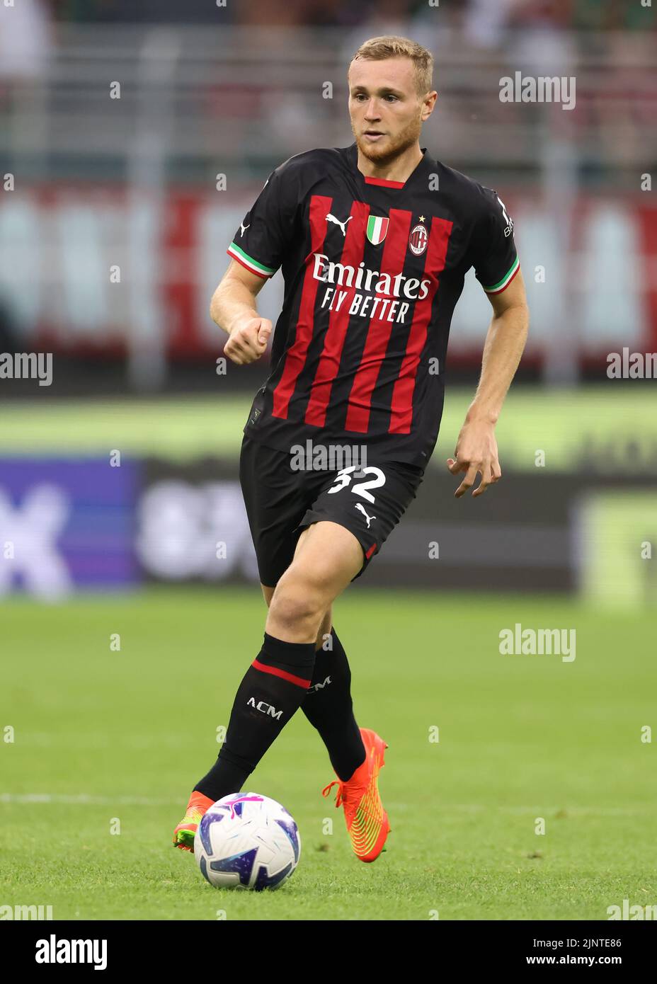 Milan, Italy, 13th August 2022. Tommaso Pobega of AC Milan during the Serie A match at Giuseppe Meazza, Milan. Picture credit should read: Jonathan Moscrop / Sportimage Stock Photo
