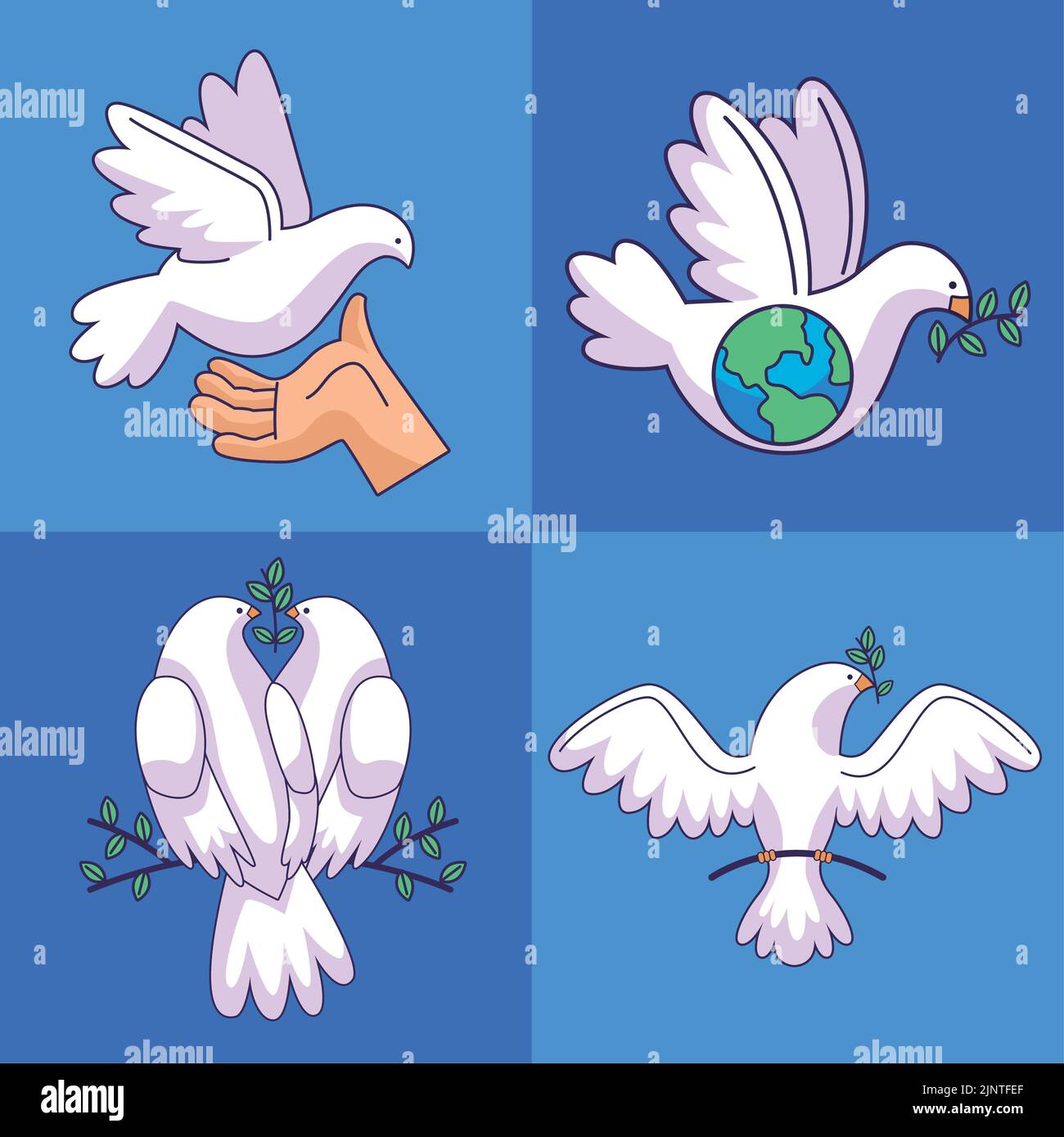 four peace dove icons Stock Vector
