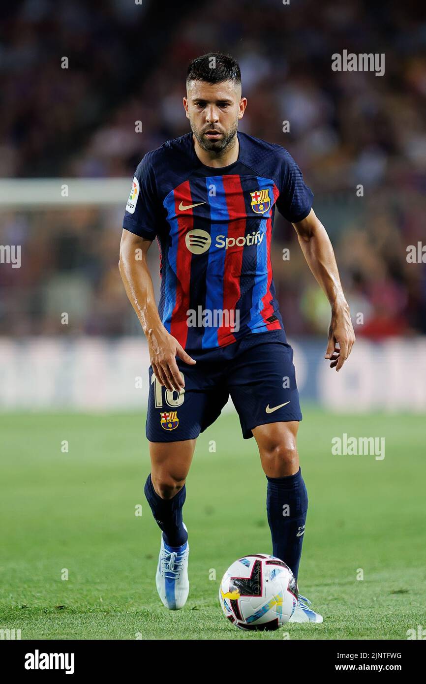 Barcelona, Spain. 13th Aug, 2022. Jordi Alba in action during the La Liga match between FC Barcelona and Rayo Vallecano at the Spotify Camp Nou Stadium in Barcelona, Spain. Credit: Christian Bertrand/Alamy Live News Stock Photo