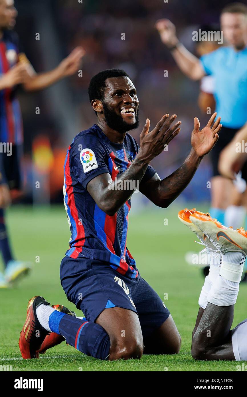 Barcelona, Spain. 13th Aug, 2022. Kessie in action during the La Liga match between FC Barcelona and Rayo Vallecano at the Spotify Camp Nou Stadium in Barcelona, Spain. Credit: Christian Bertrand/Alamy Live News Stock Photo