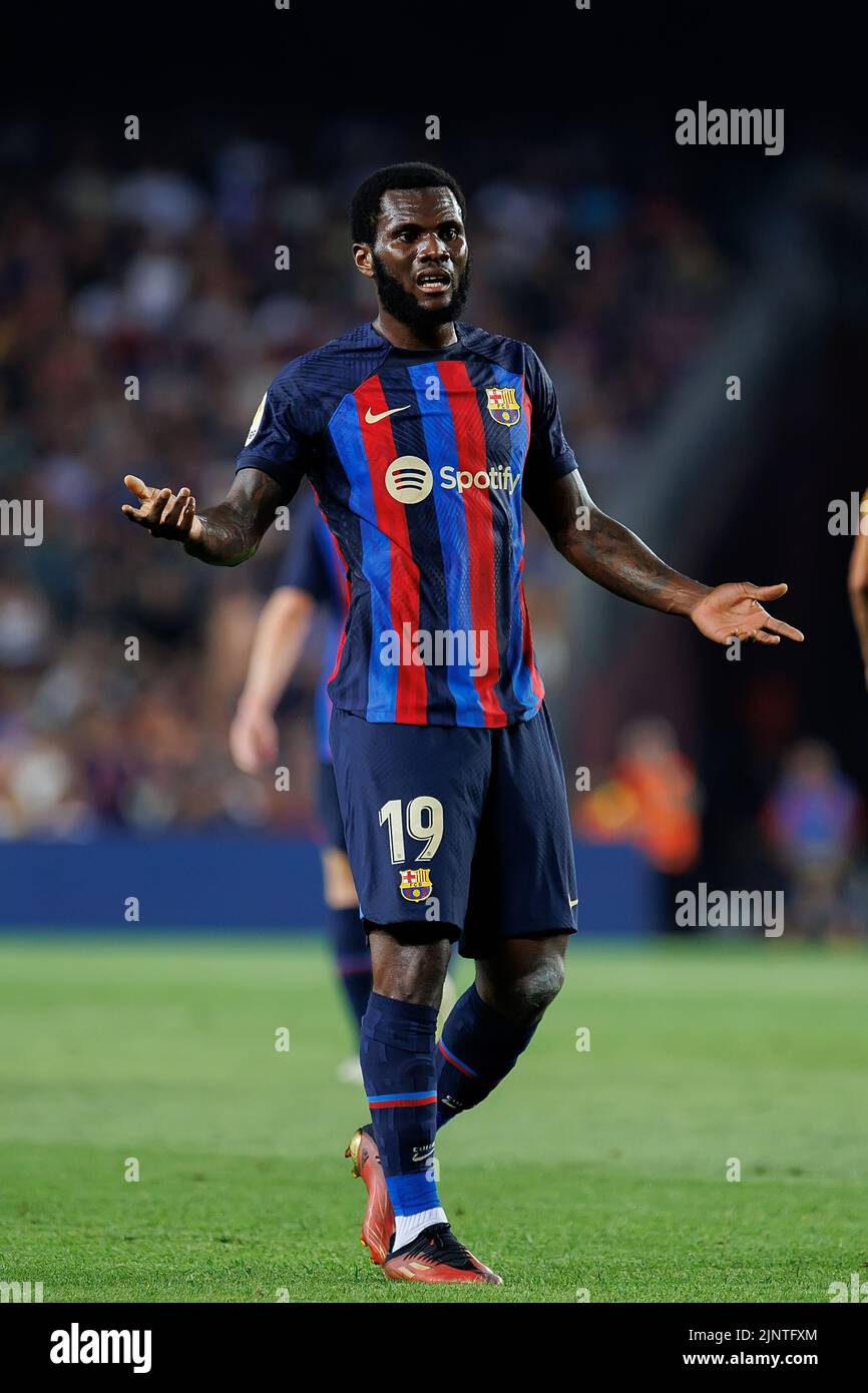 Barcelona, Spain. 13th Aug, 2022. Kessie in action during the La Liga match between FC Barcelona and Rayo Vallecano at the Spotify Camp Nou Stadium in Barcelona, Spain. Credit: Christian Bertrand/Alamy Live News Stock Photo