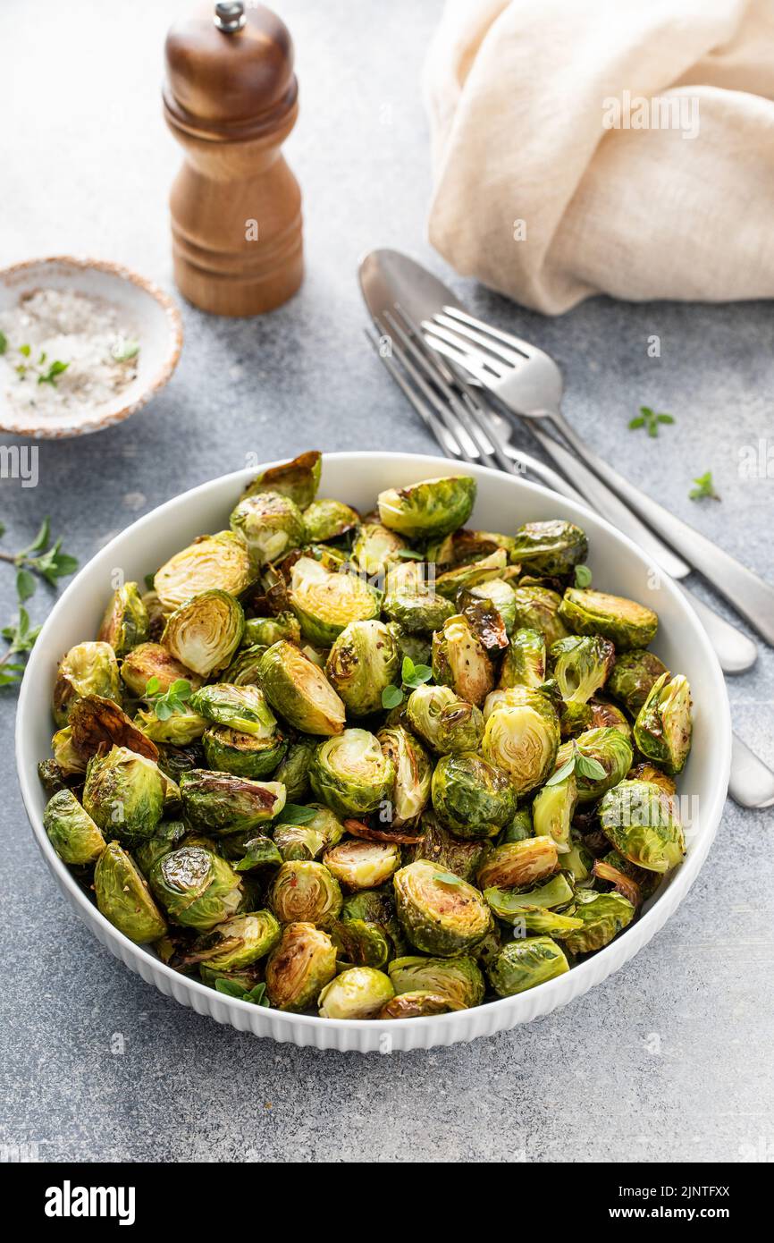 Crispy roasted or air fried brussel sprouts Stock Photo Alamy