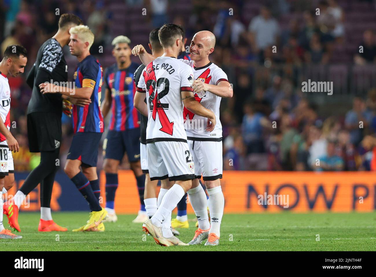 Isi Palazon of Rayo Vallecano with Jose Pozo of Rayo Vallecano during the Liga match between FC Barcelona and Rayo Vallecano at Spotify Camp Nou in Barcelona, Spain. Stock Photo