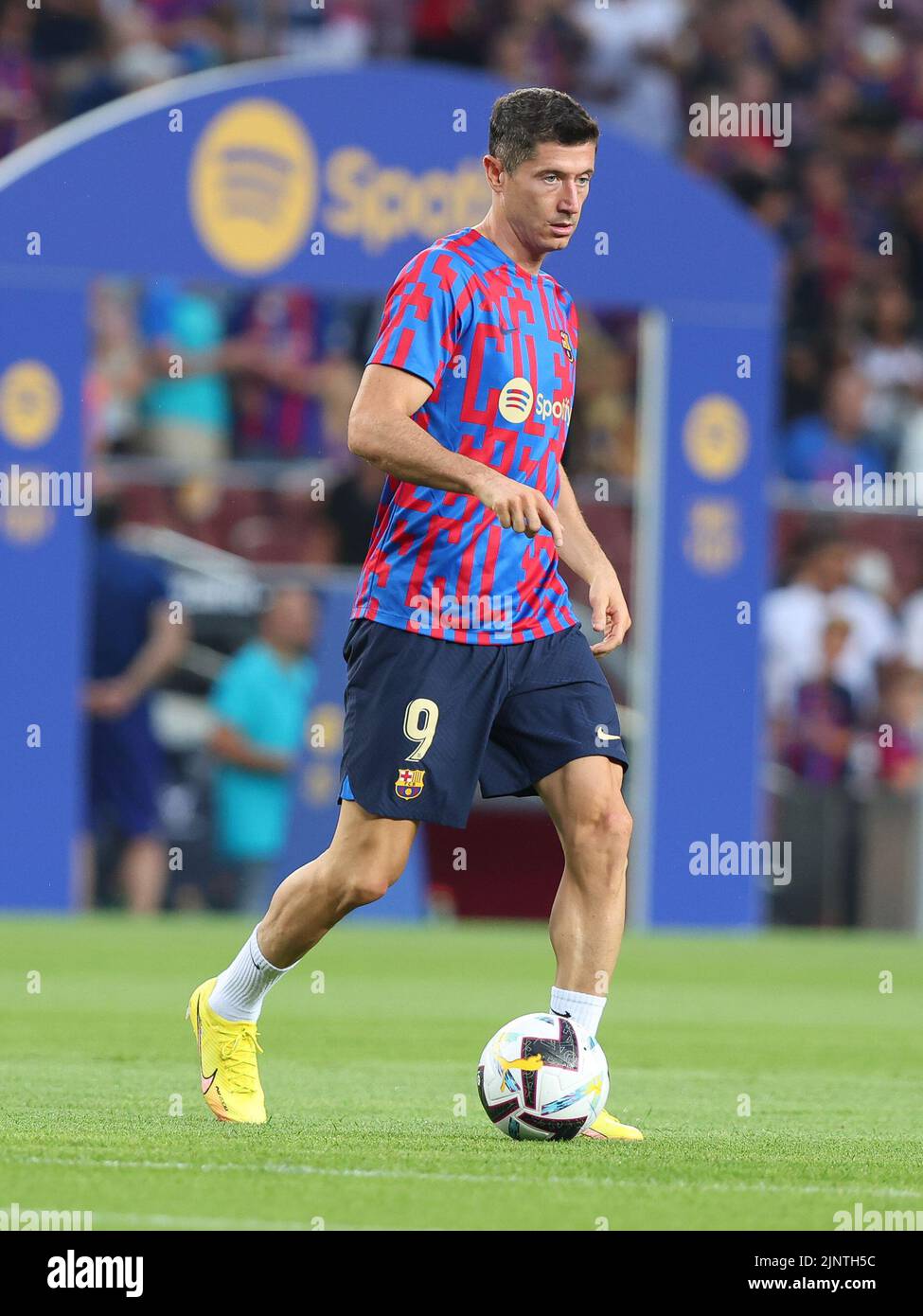 Robert Lewandowski of FC Barcelona during the Liga match between FC Barcelona and Rayo Vallecano at Spotify Camp Nou in Barcelona, Spain. Stock Photo