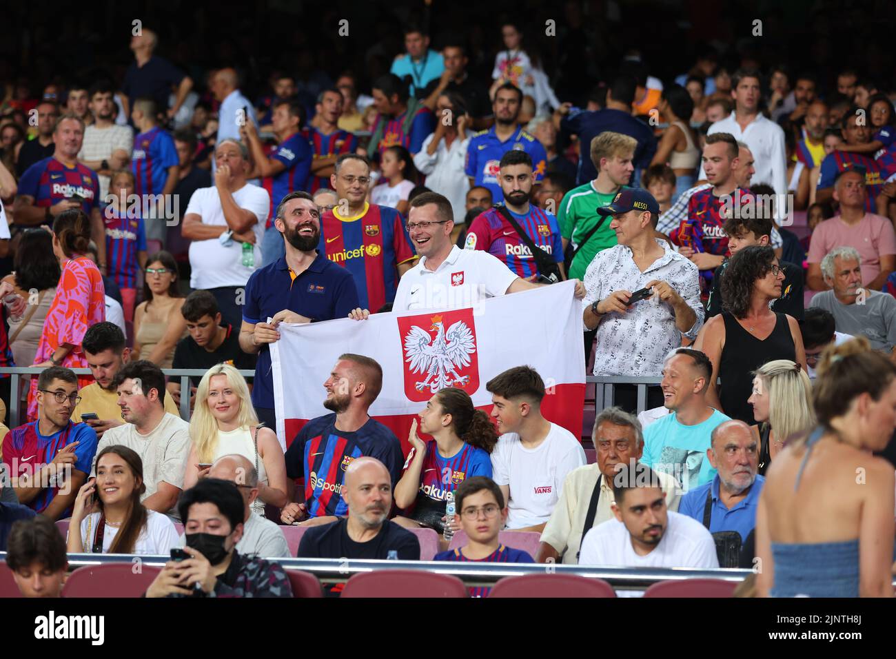 suporters during the Liga match between FC Barcelona and Rayo Vallecano at Spotify Camp Nou in Barcelona, Spain. Stock Photo