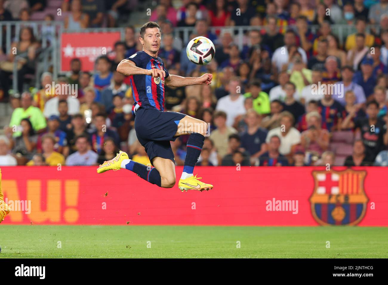 Robert Lewandowski of FC Barcelona during the Liga match between FC Barcelona and Rayo Vallecano at Spotify Camp Nou in Barcelona, Spain. Stock Photo
