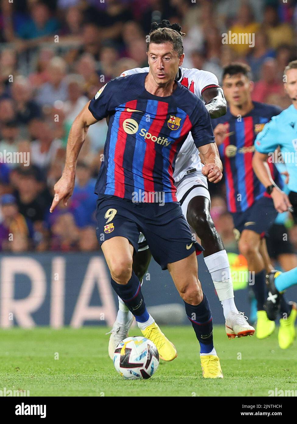 Robert Lewandowski of FC Barcelona in action during the Liga match between FC Barcelona and Rayo Vallecano at Spotify Camp Nou in Barcelona, Spain. Stock Photo