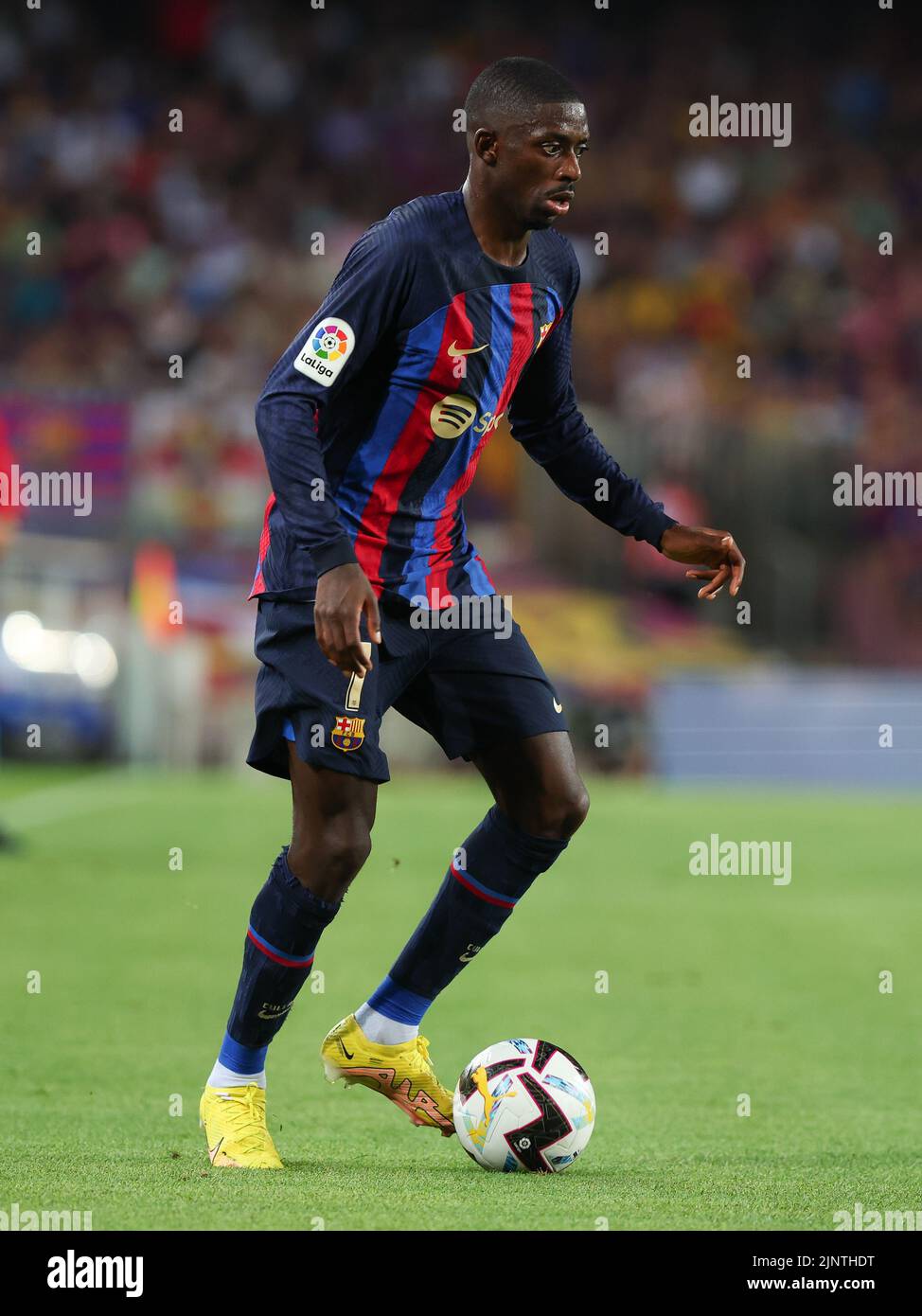 Ousmane Dembele of FC Barcelona in action during the Liga match between FC Barcelona and Rayo Vallecano at Spotify Camp Nou in Barcelona, Spain. Stock Photo