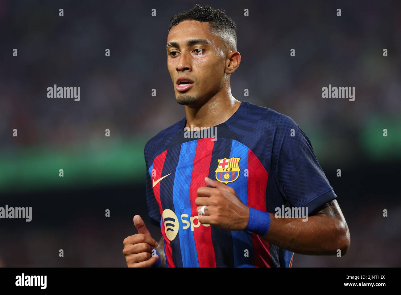 Raphinha of FC Barcelona during the Liga match between FC Barcelona and Rayo Vallecano at Spotify Camp Nou in Barcelona, Spain. Stock Photo