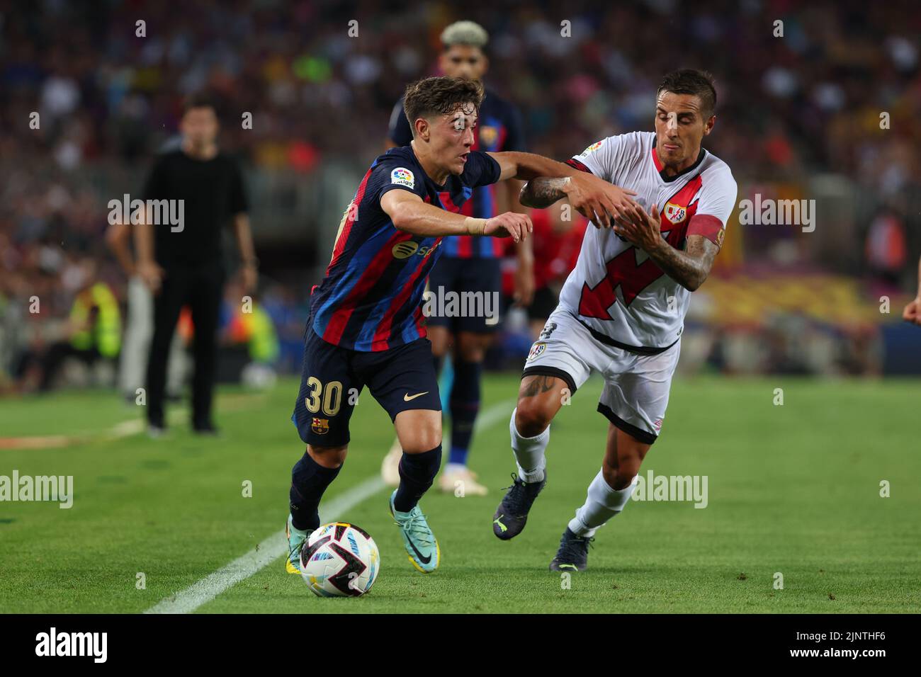 Gavi of FC Barcelona in action during the Liga match between FC Barcelona and Rayo Vallecano at Spotify Camp Nou in Barcelona, Spain. Stock Photo