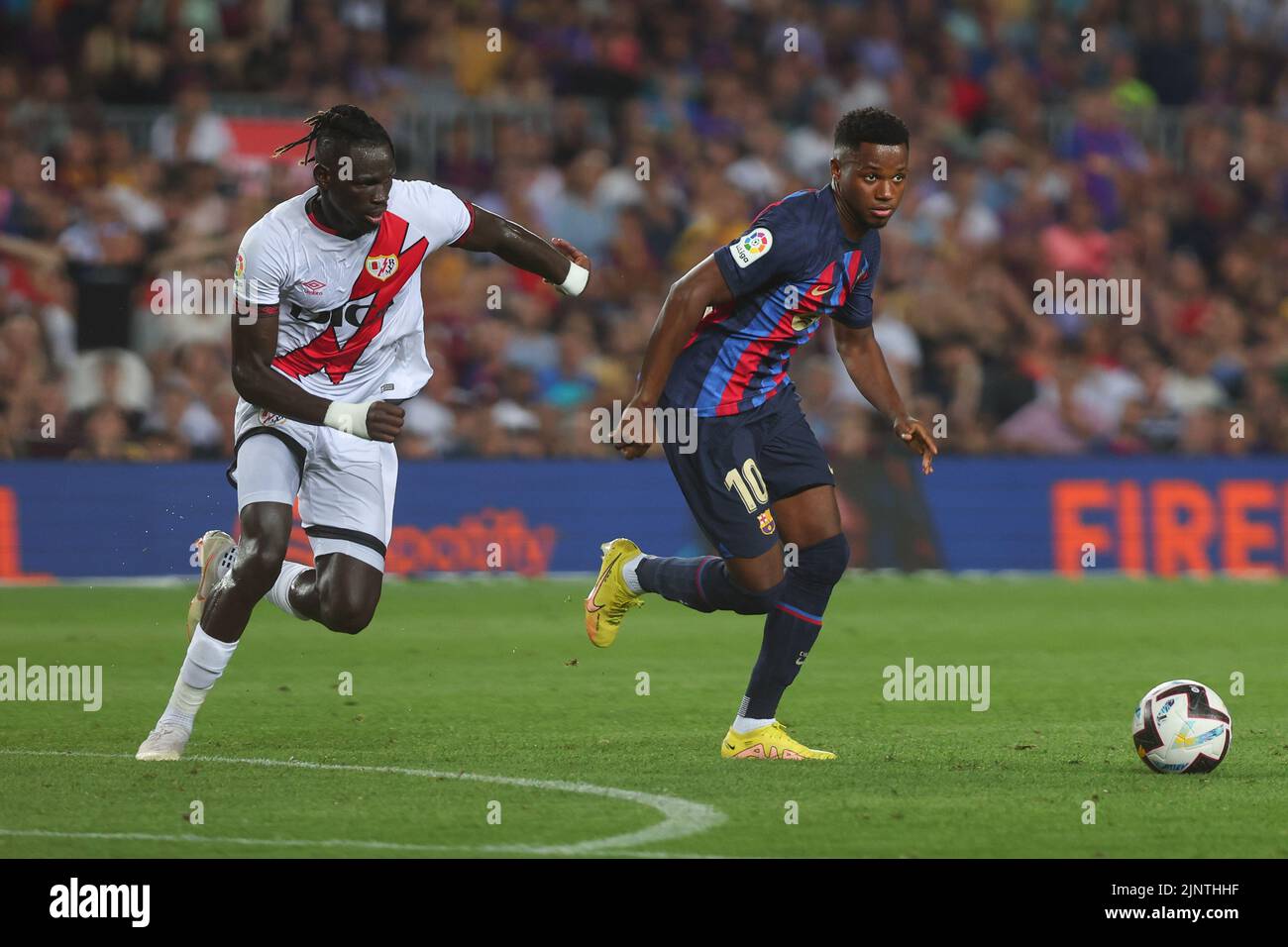Ansu Fati of FC Barcelona in action during the Liga match between FC Barcelona and Rayo Vallecano at Spotify Camp Nou in Barcelona, Spain. Stock Photo