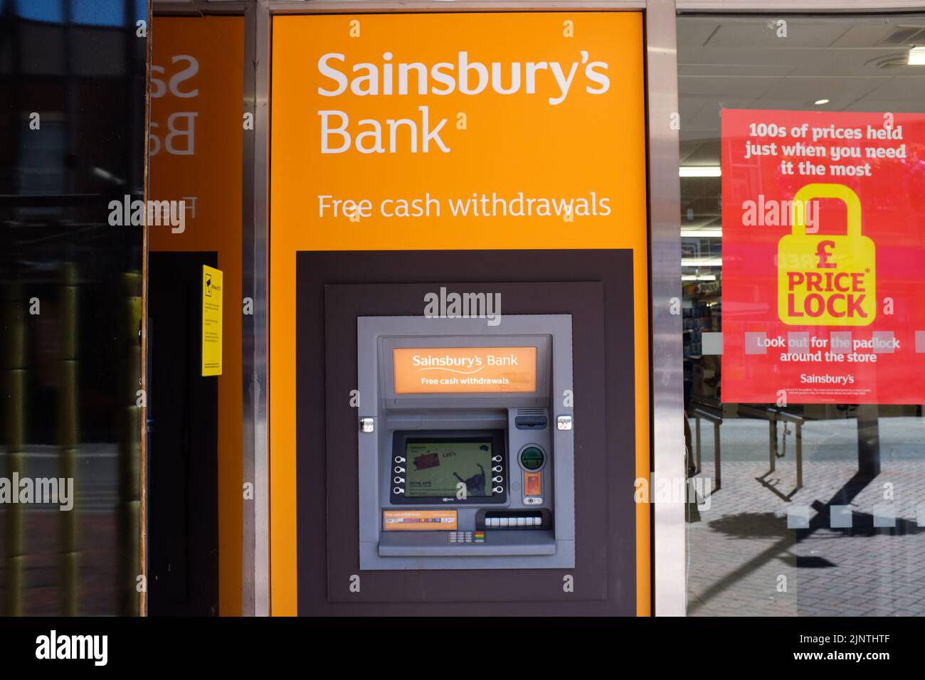 A cashpoint for Sainsbury's Bank. Stock Photo