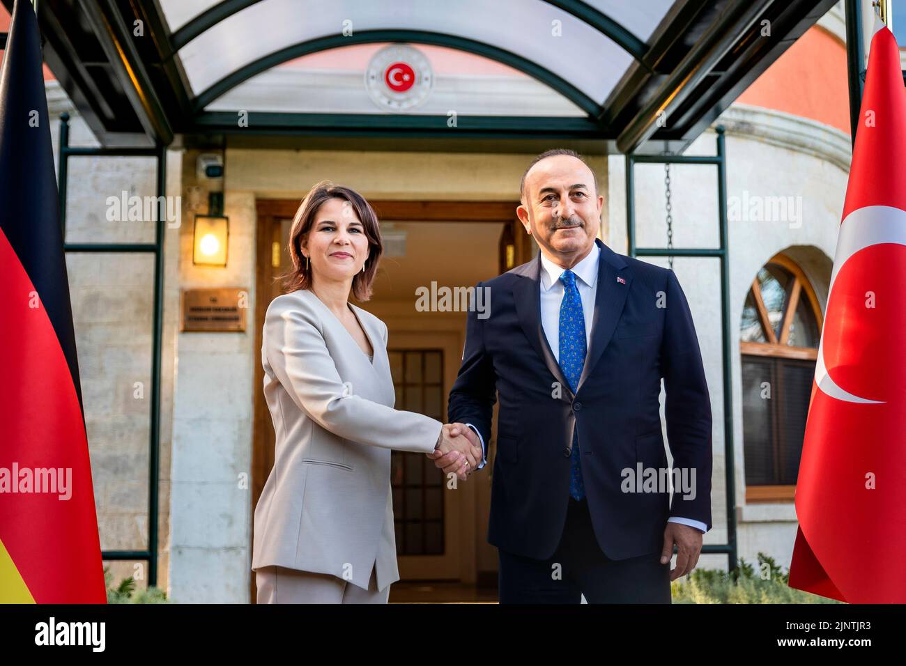 Federal Foreign Minister Annalena Baerbock in talks with Turkey's Foreign Minister Mevluet Cavusoglu in Istanbul, July 29, 2022. Copyright: Leon Kuegeler/photothek.de Stock Photo