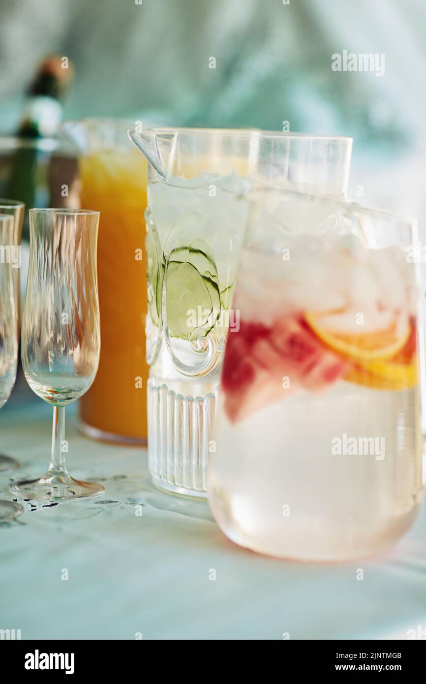The best beverages to refresh and cool you down. beverages on a table