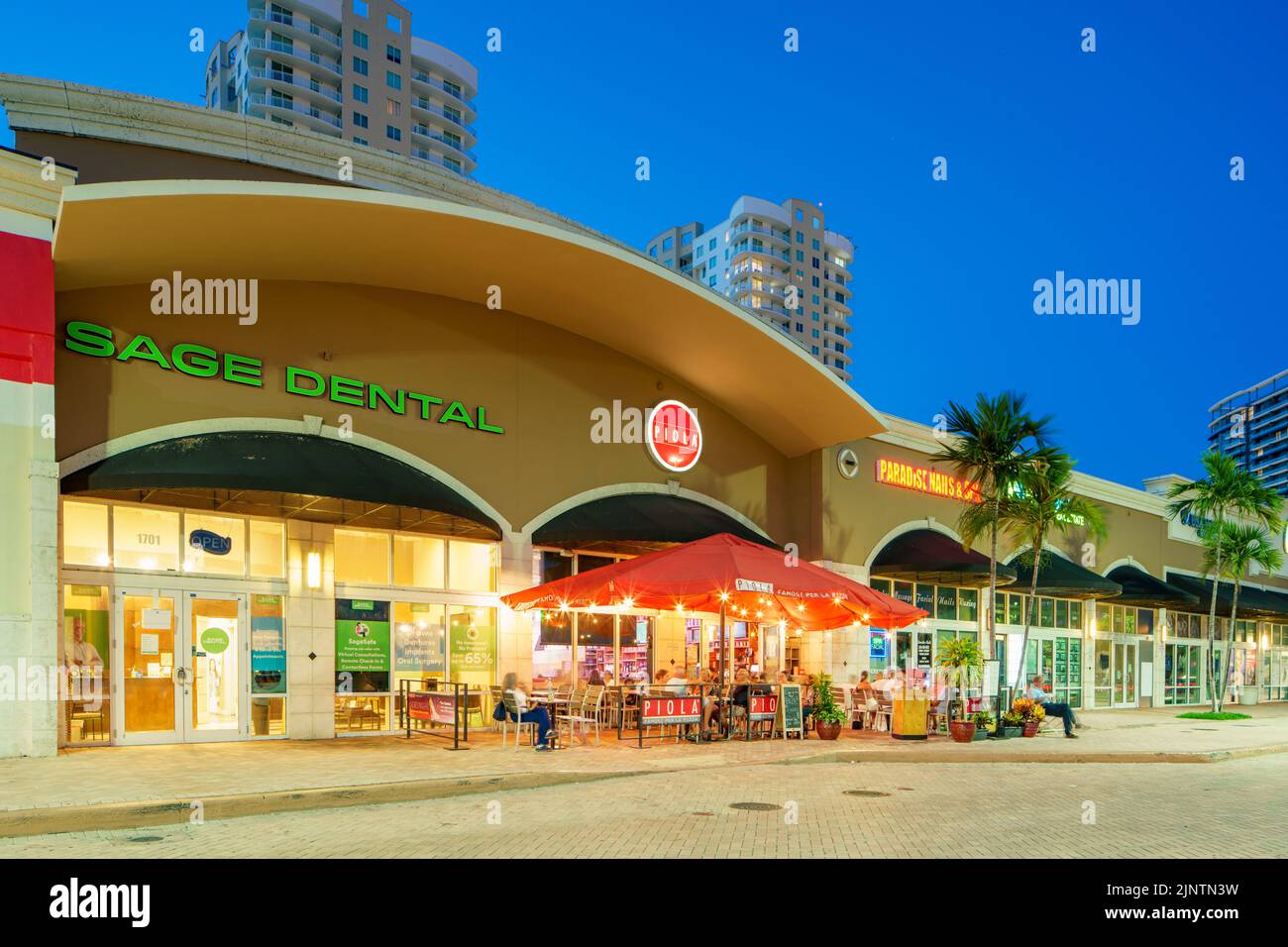 Hallandale Beach, FL, USA July 31, 2022 Night photo Sage Dental