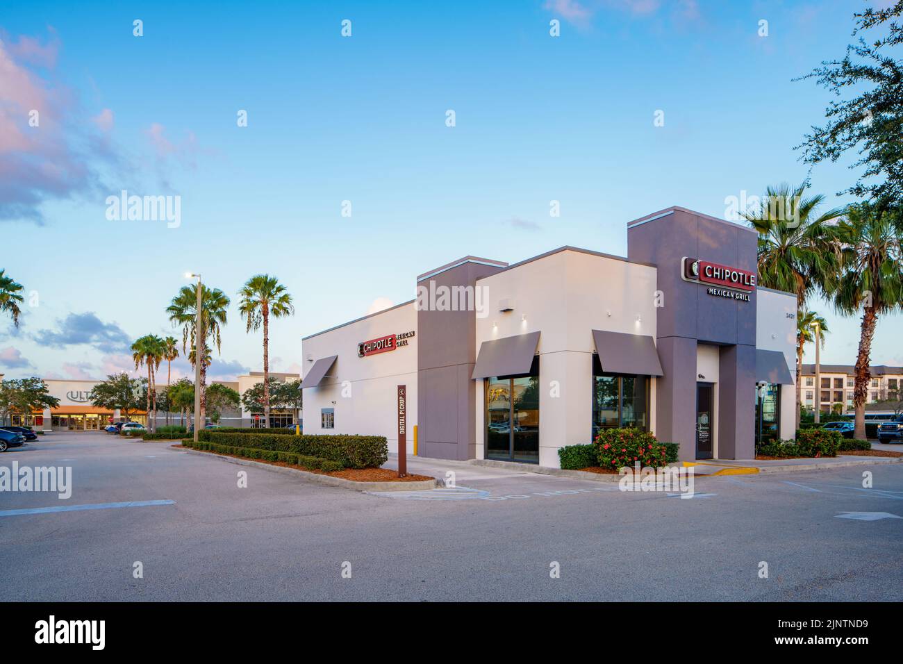 Stuart, FL, USA - August 6, 2022: Chipotle Mexican Grill at Pineapple Commons Stuart FL Stock Photo