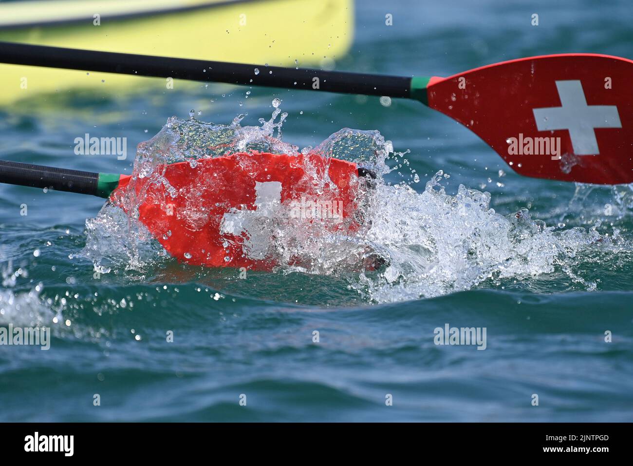 Rowing Rudder Munich, Deutschland. 11th Aug, 2022. Edge motif, rudder blade ...