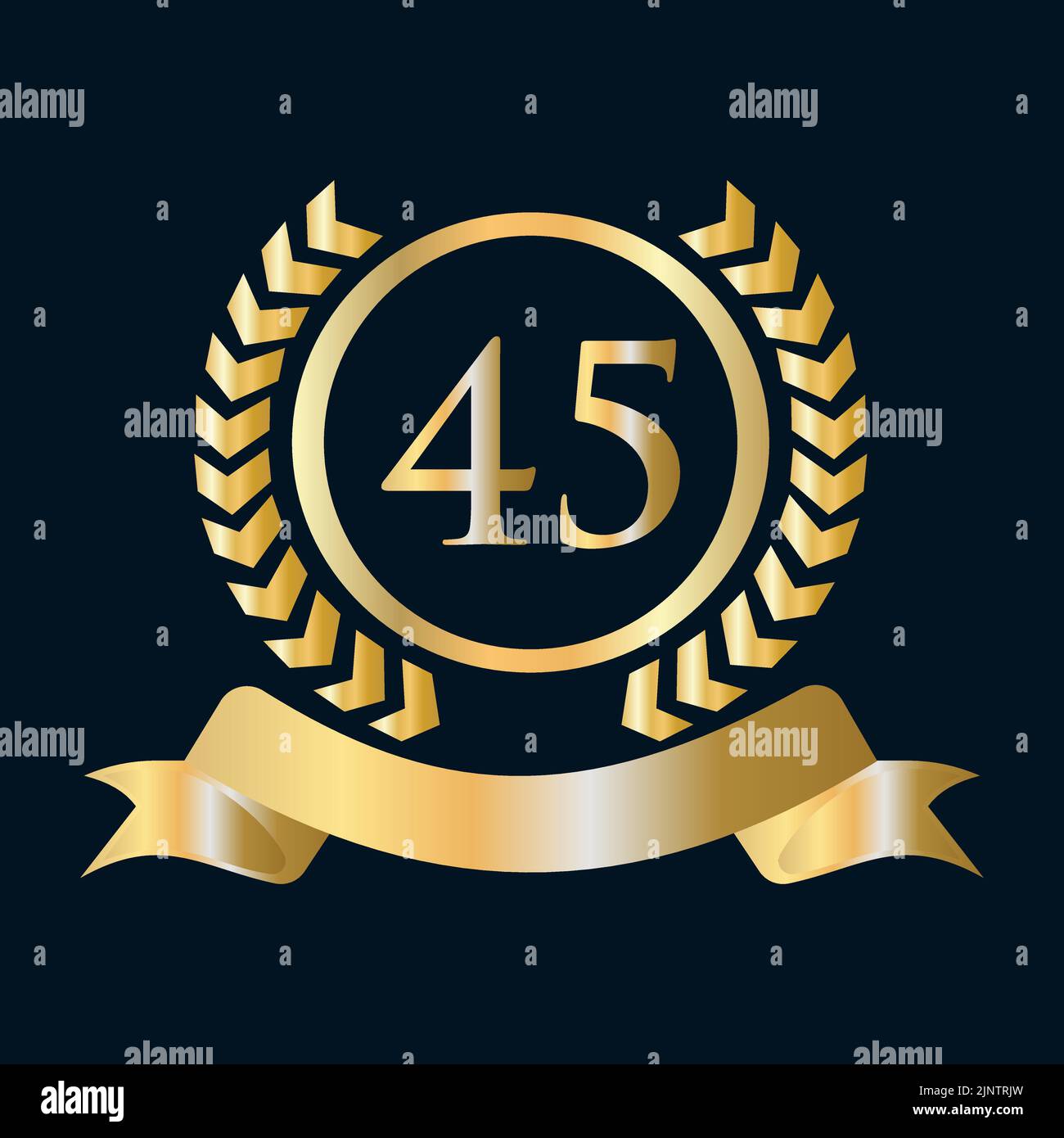 Forty Five, 45 Anniversary Celebration Gold and Black Template. Luxury