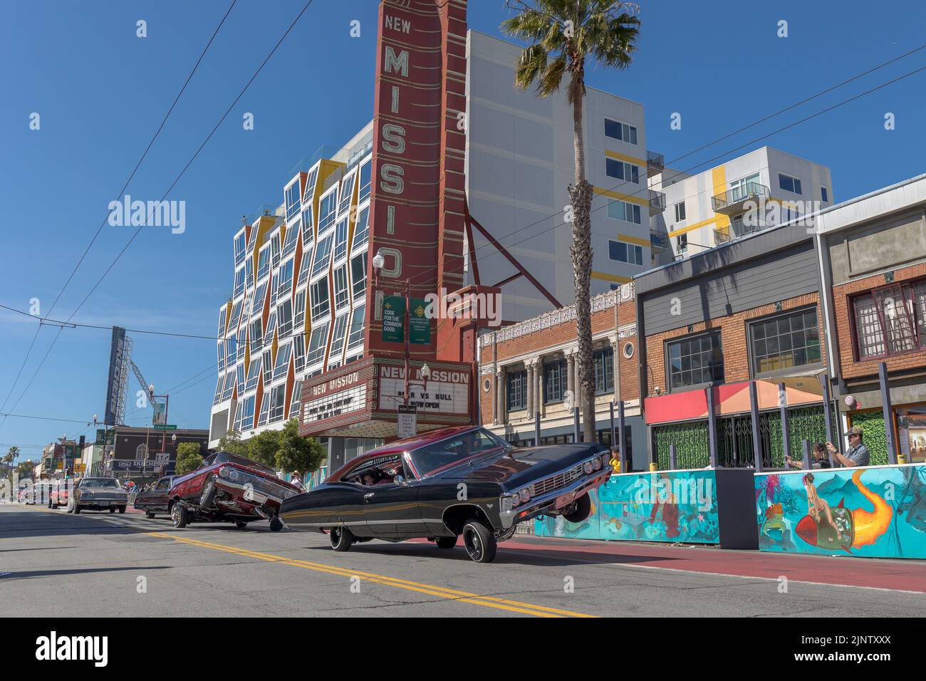 Low riders performing in the Mission District of San Francisco during ...