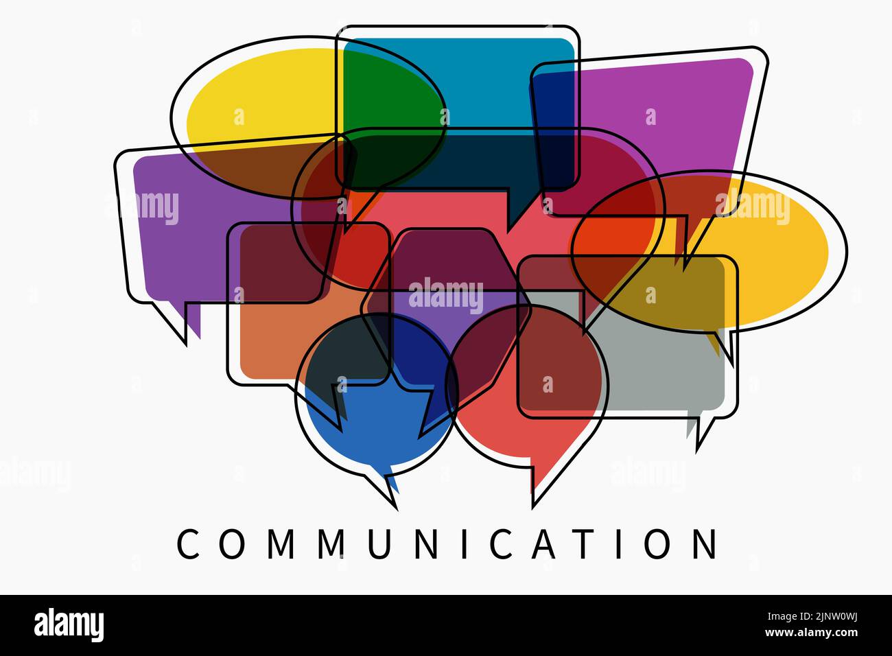 Vector illustration of a communication concept. The word communication