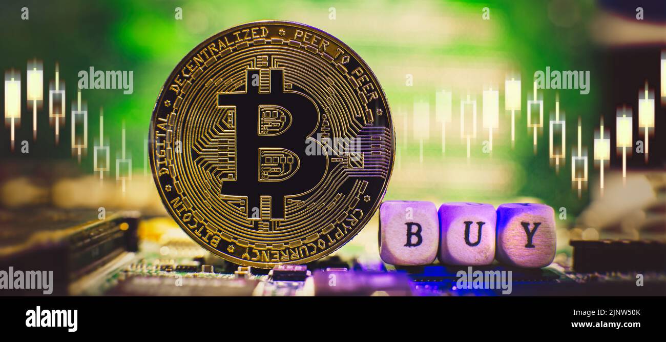 Cryptocurrency, virtual money. Blockchain technology, bitcoin mining concept Stock Photo