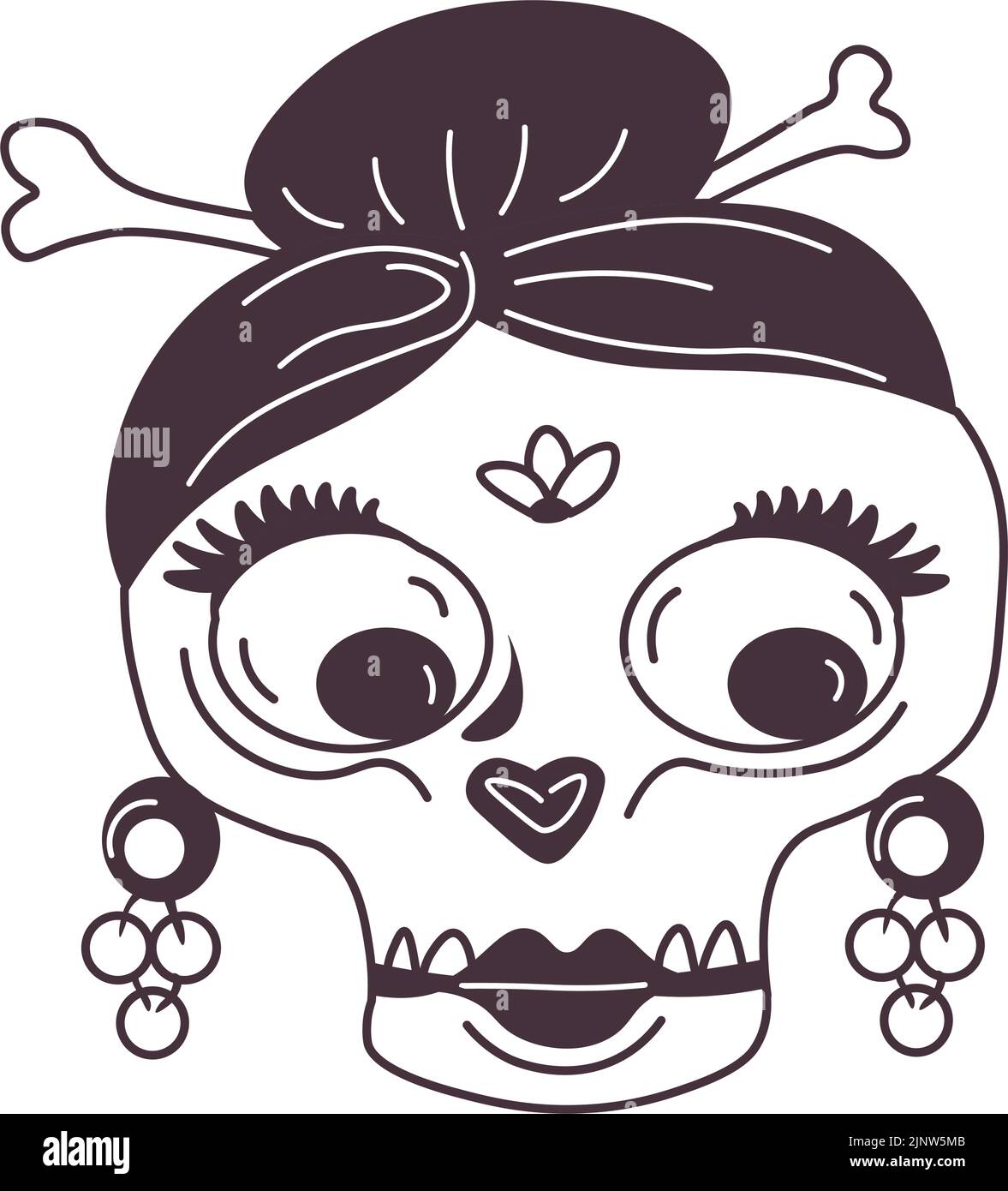 Skeleton female character, Santa muerte emoji Stock Vector