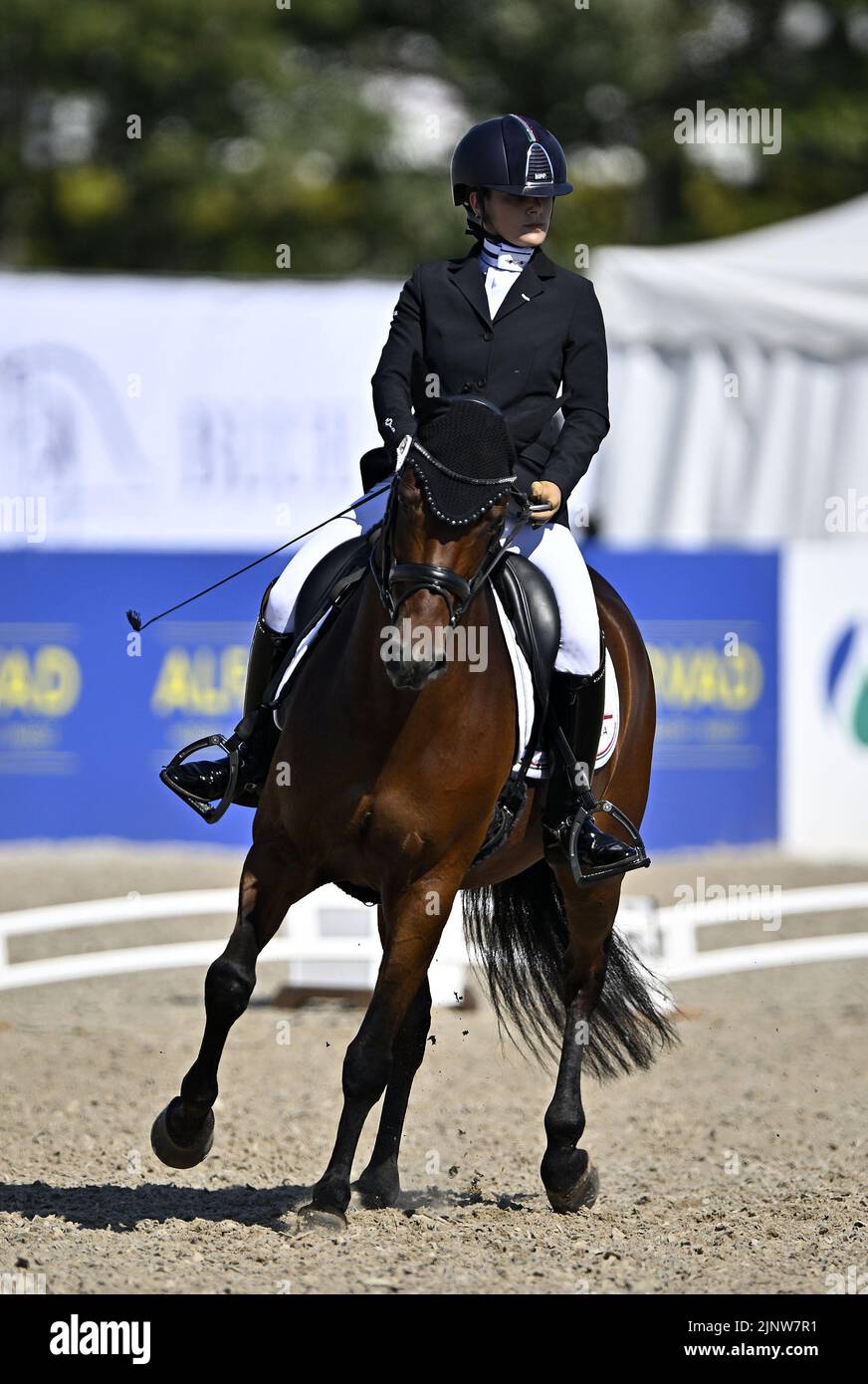 Herning, Denmark. 13th Aug, 2022. World Equestrian Games.Federica Sileoni (ITA) riding BURBERRY during the FEI Para Dressage Team championships - Grade III. Credit: Sport In Pictures/Alamy Live News Stock Photo