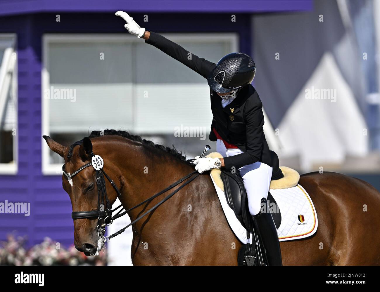 Herning, Denmark. 13th Aug, 2022. World Equestrian Games.Michèle George ...