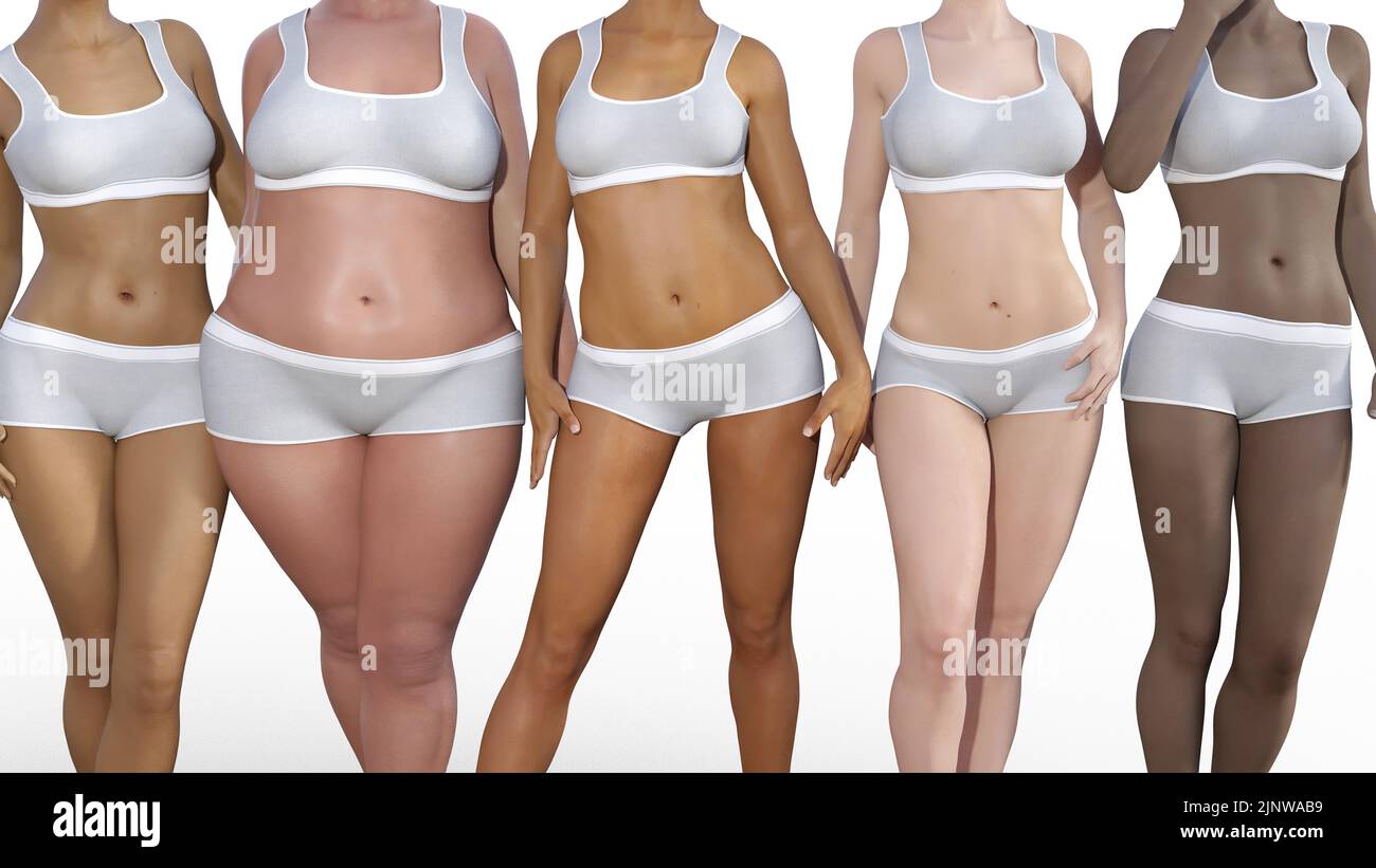 Skin Care Beauty Diversity with Different Body Types Stock Photo