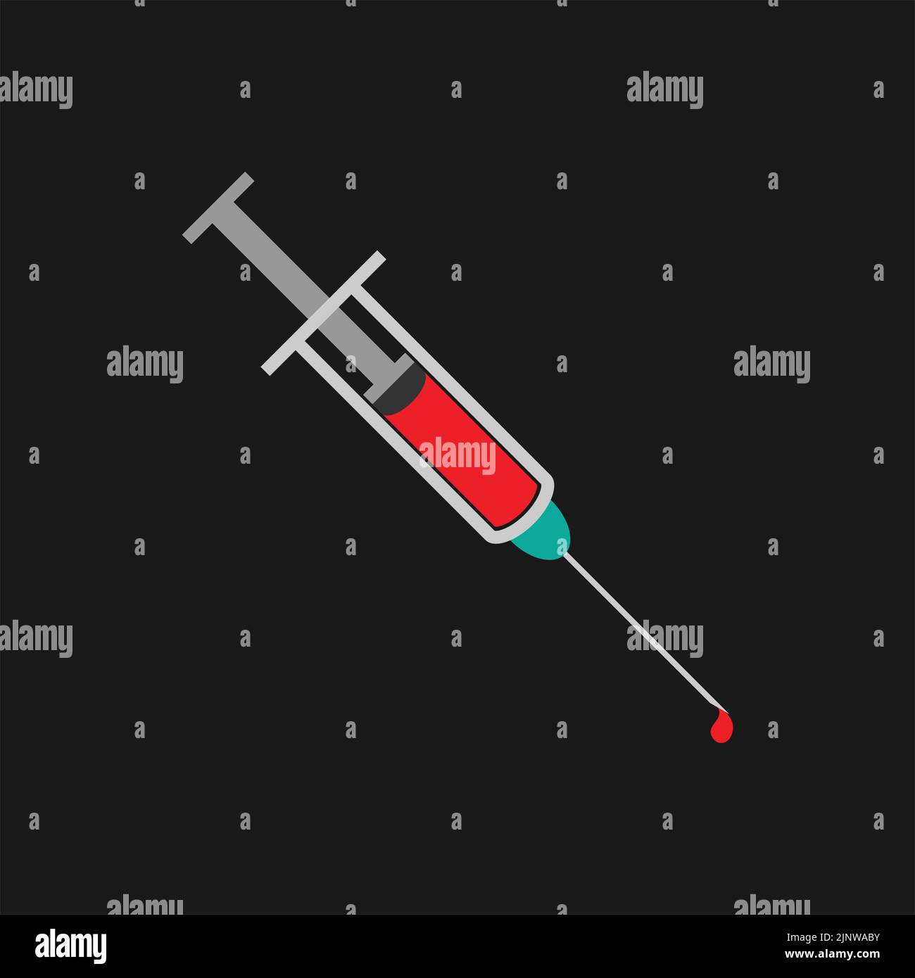 Syringe icon, flat style. - Vector Stock Vector