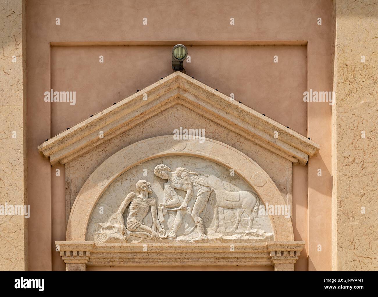 San Martino church bishop from the square of Ferdinando di Savoia in the town of Peschiera del Garda, Verona province, Veneto region of northern Italy Stock Photo