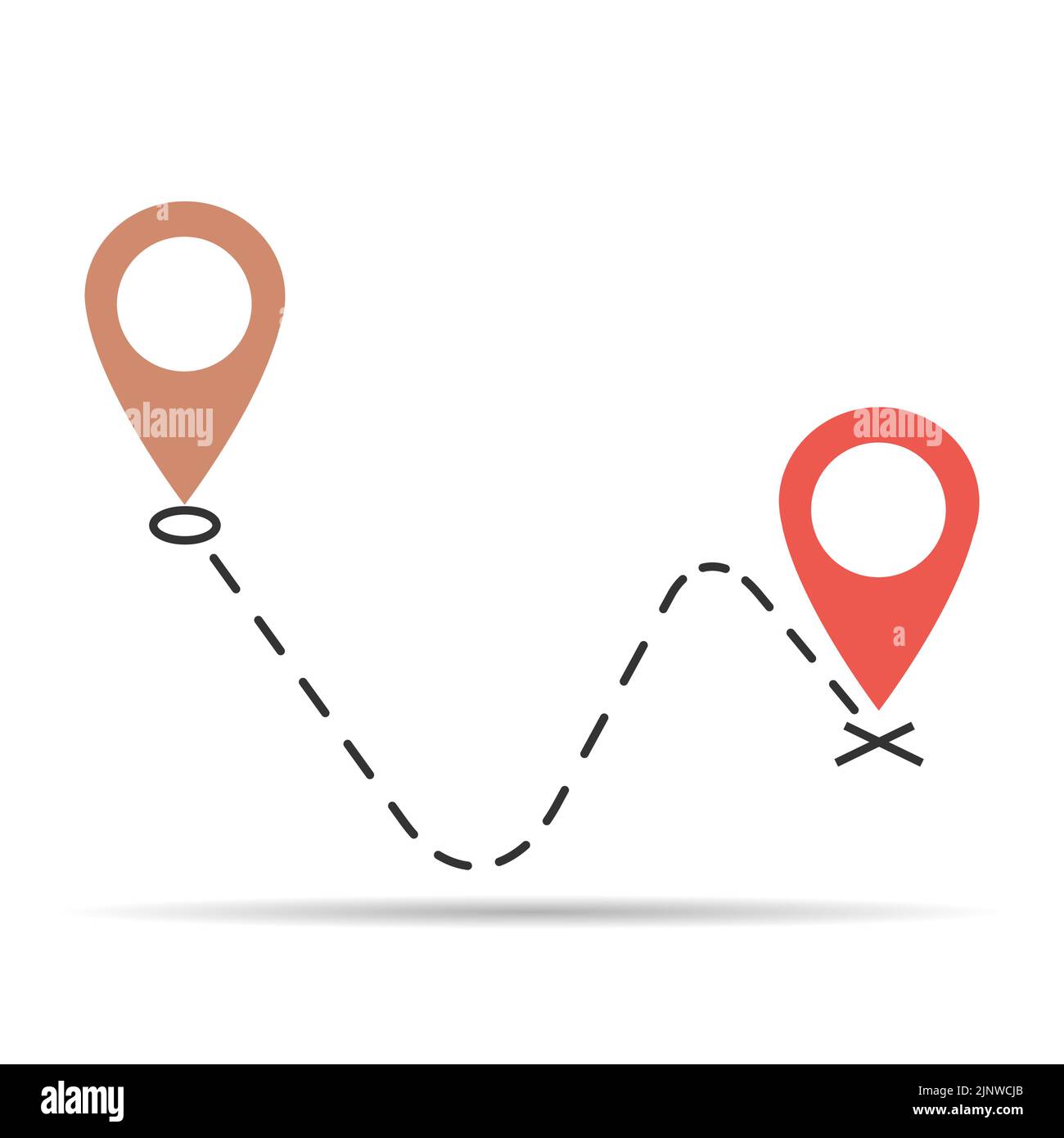 We have moved announcement design shadow, location Vector icon symbol pointer, navigation illustration . Stock Vector