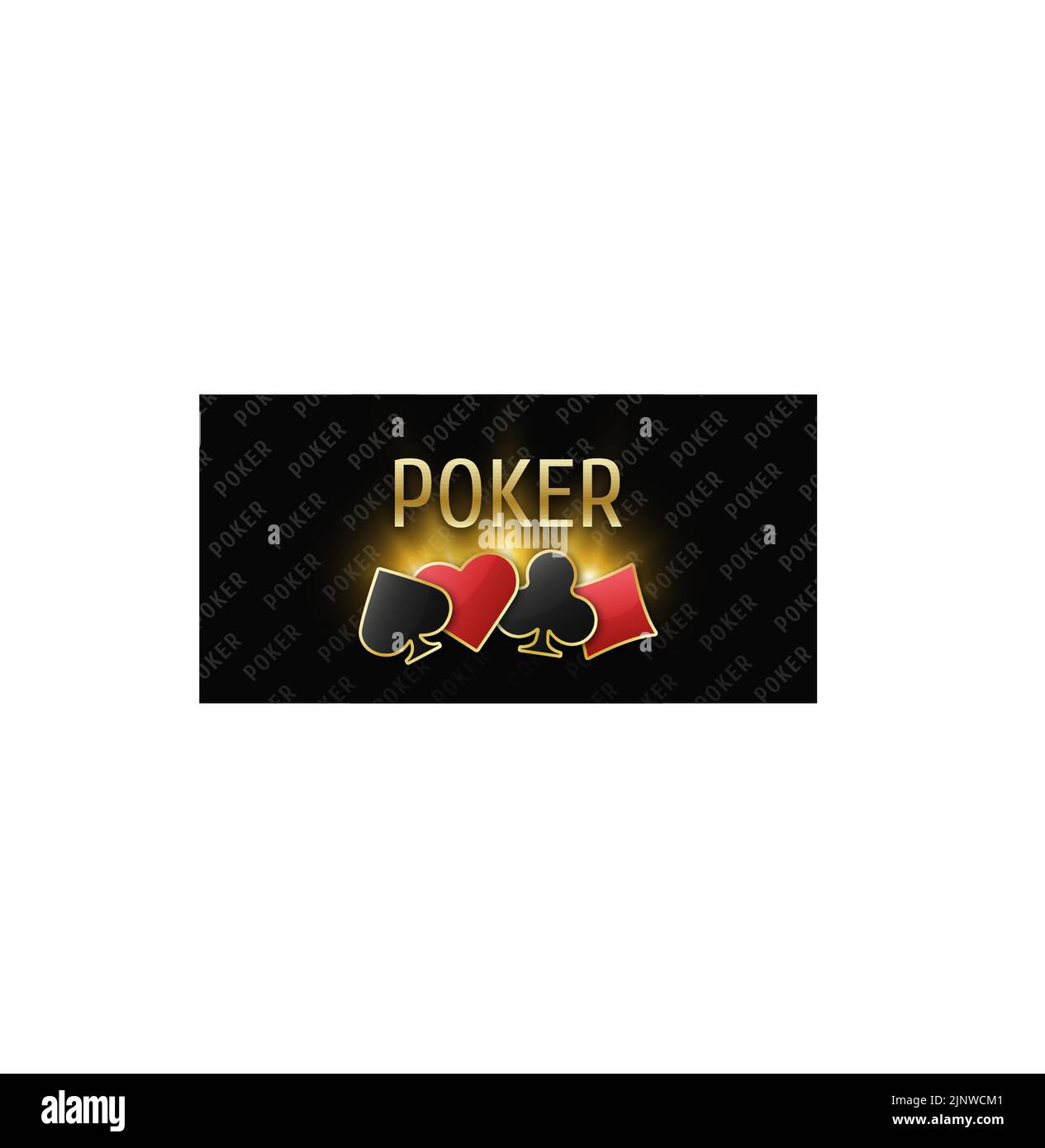 Poker tournament banner. Poker logo with playing card suit chips. Clubs