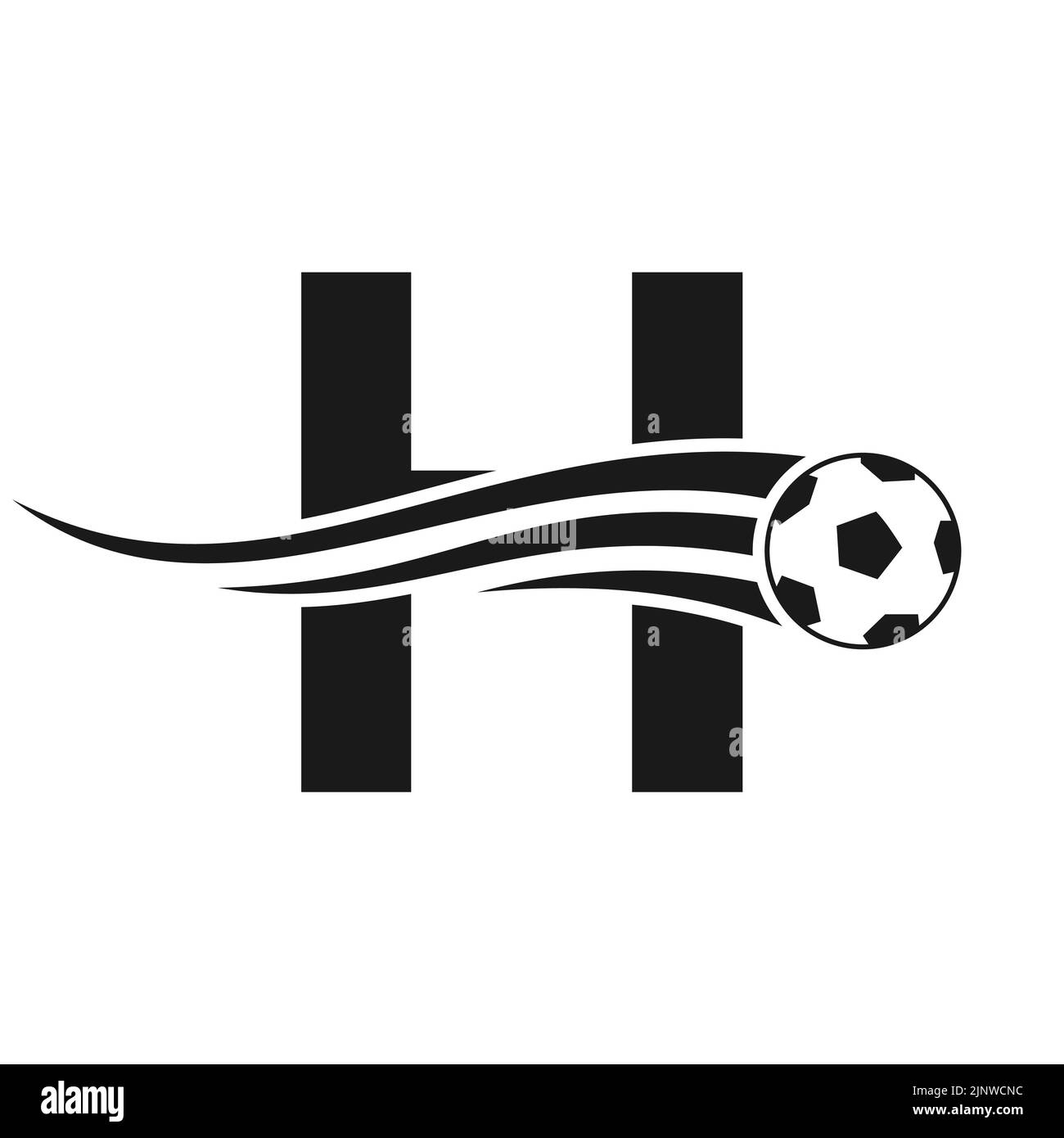 Soccer Football Logo On Letter H Sign. Soccer Club Emblem Concept Of