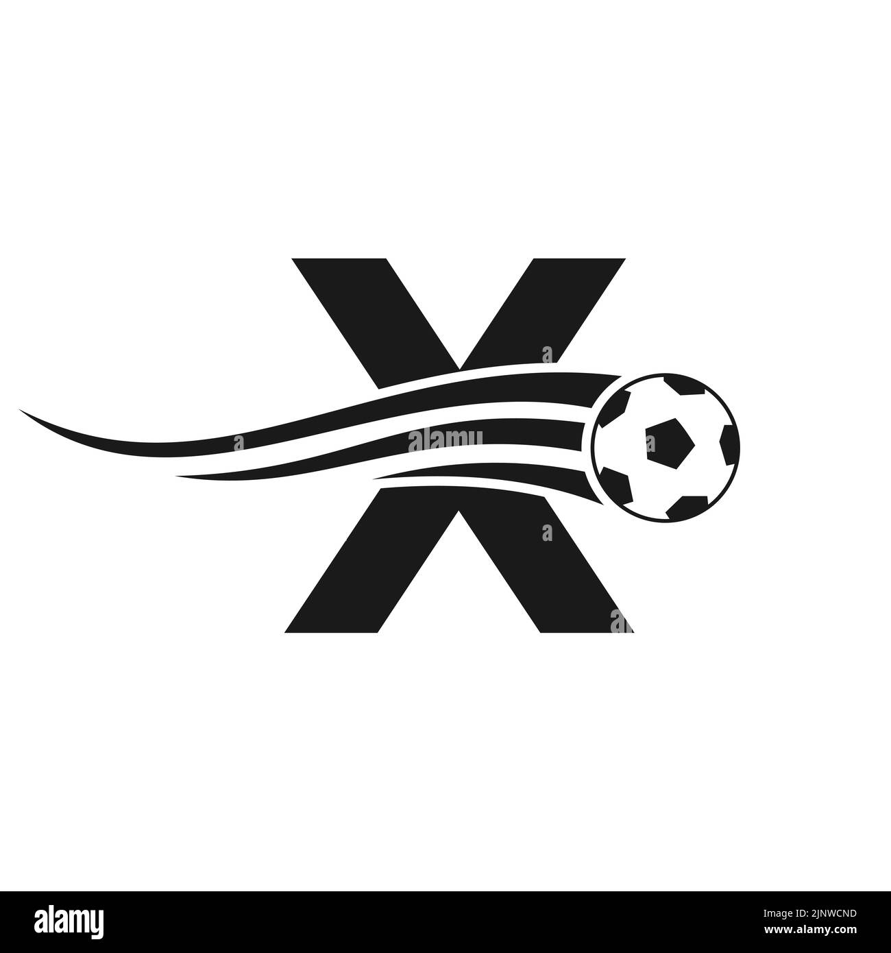 Soccer Football Logo On Letter X Sign. Soccer Club Emblem Concept Of