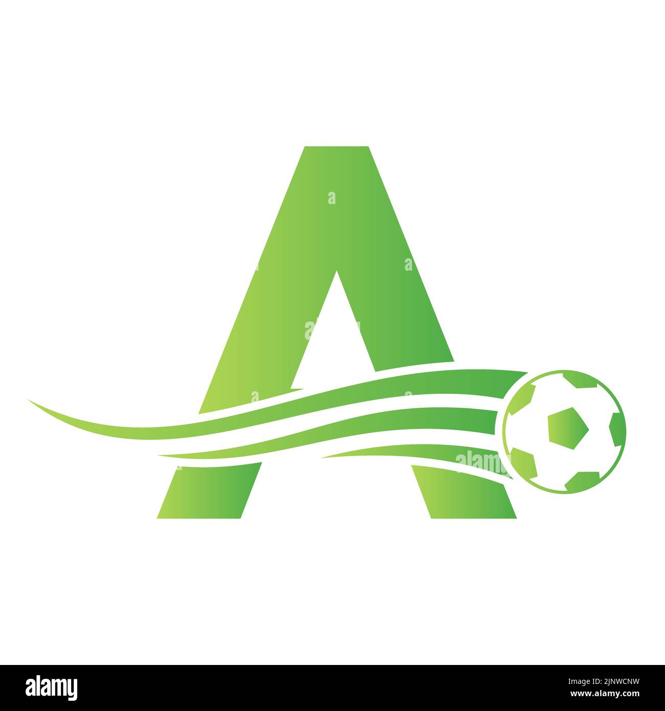 Soccer Football Logo On Letter A Sign. Soccer Club Emblem Concept Of