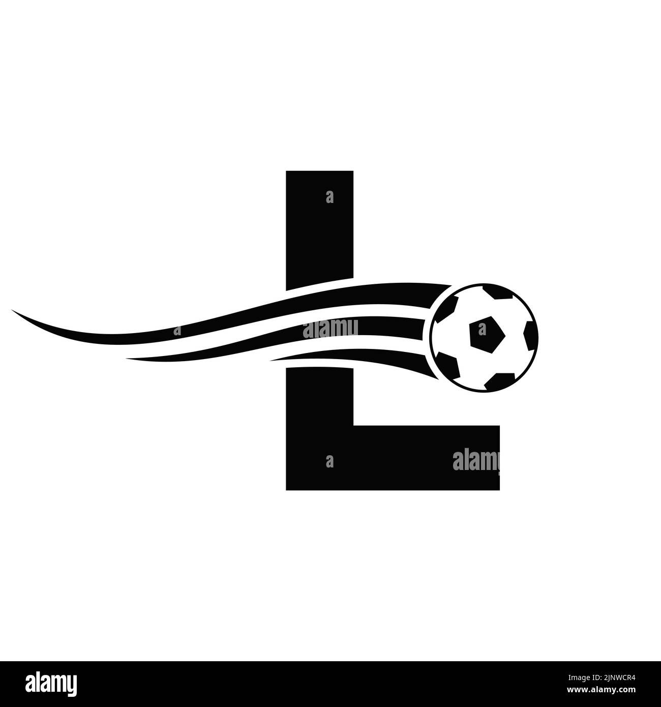 Soccer Football Logo On Letter L Sign. Soccer Club Emblem Concept Of Football Team Icon Stock Vector