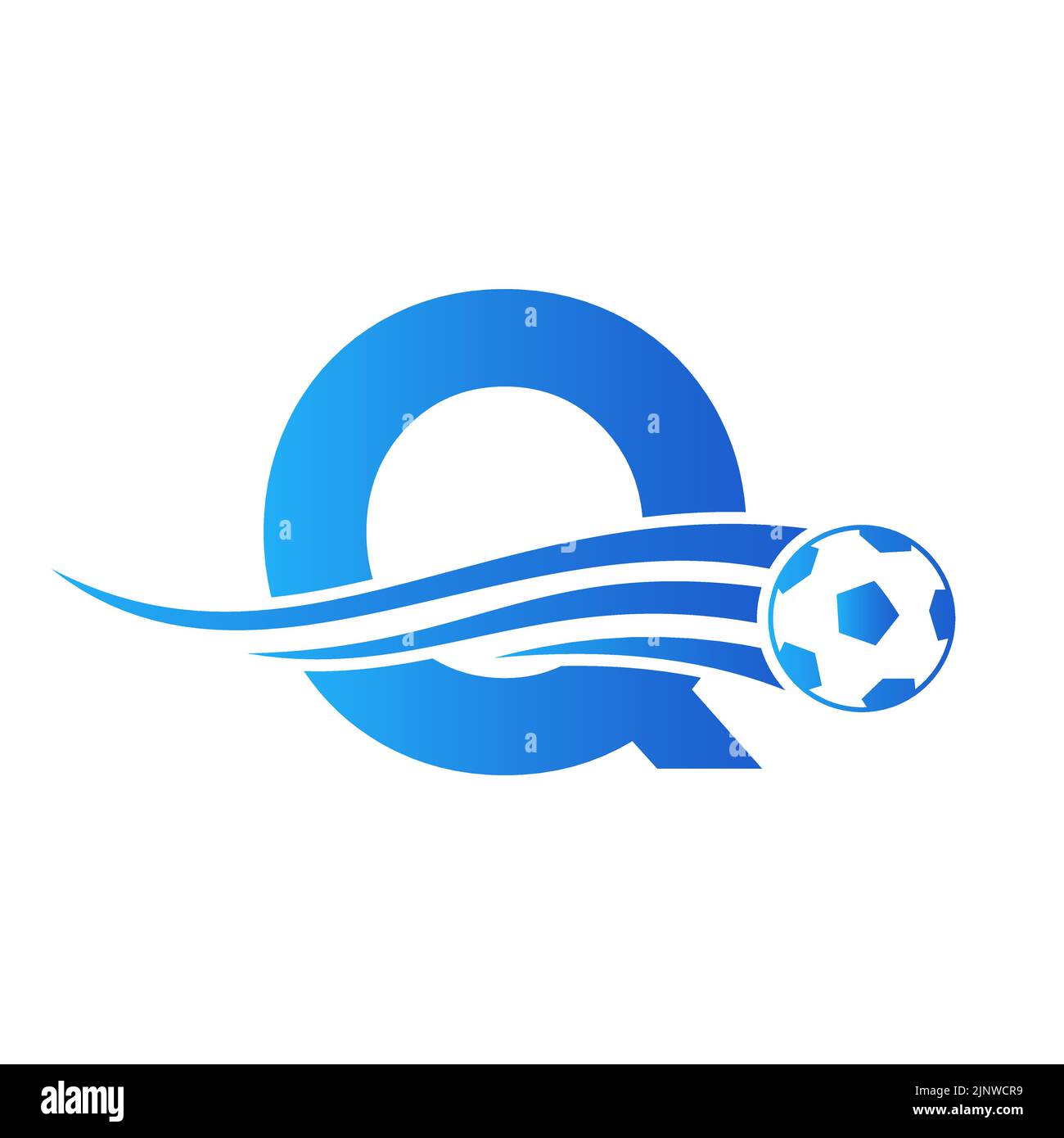 Soccer Football Logo On Letter Q Sign. Soccer Club Emblem Concept Of